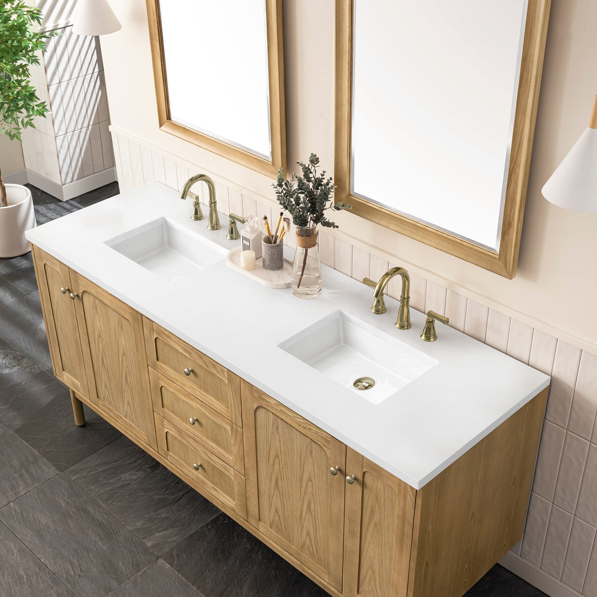 Light Natural Oak / White Zeus - 3 Faucet Holes