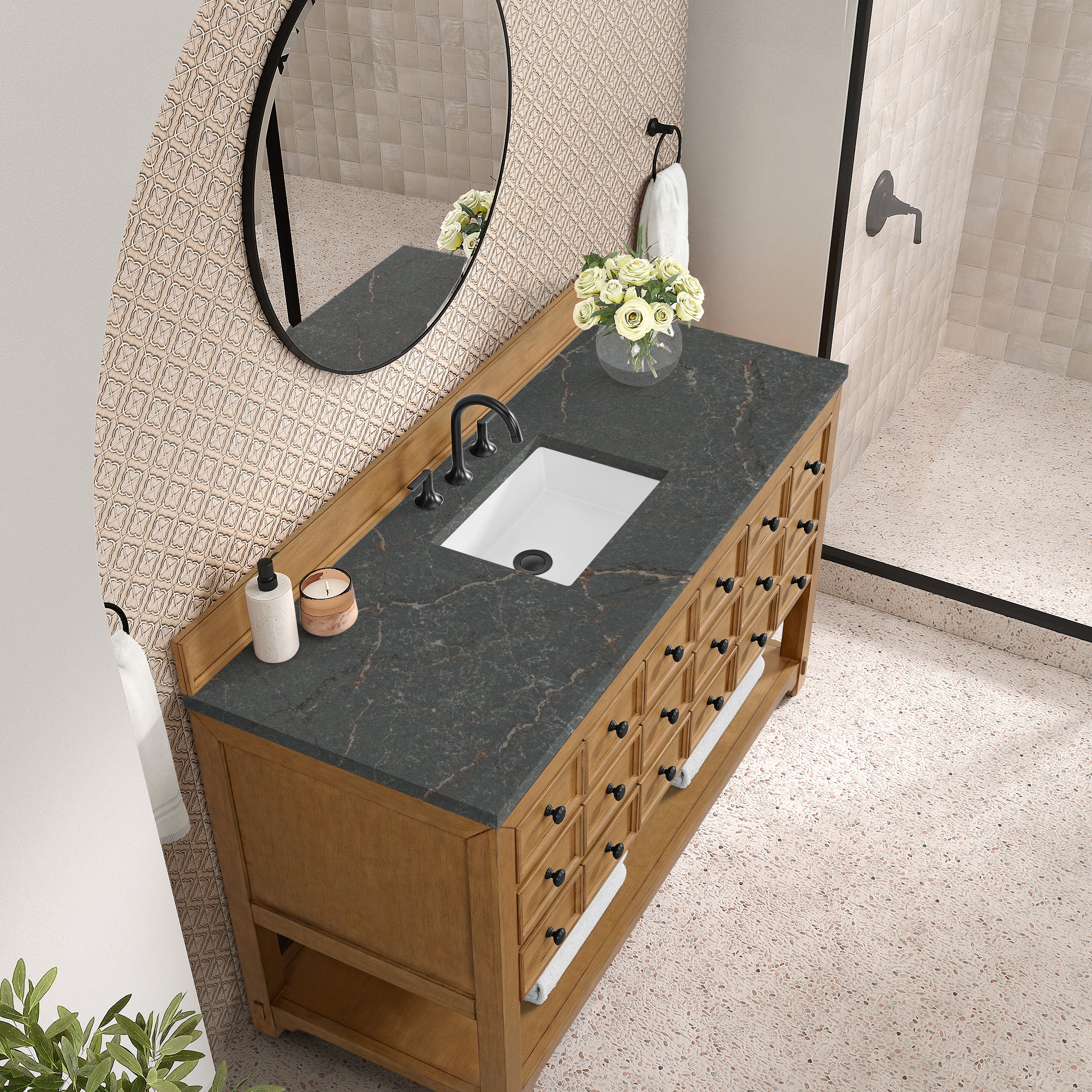 Amber Birch / Parisien Bleu - 3 Faucet Holes