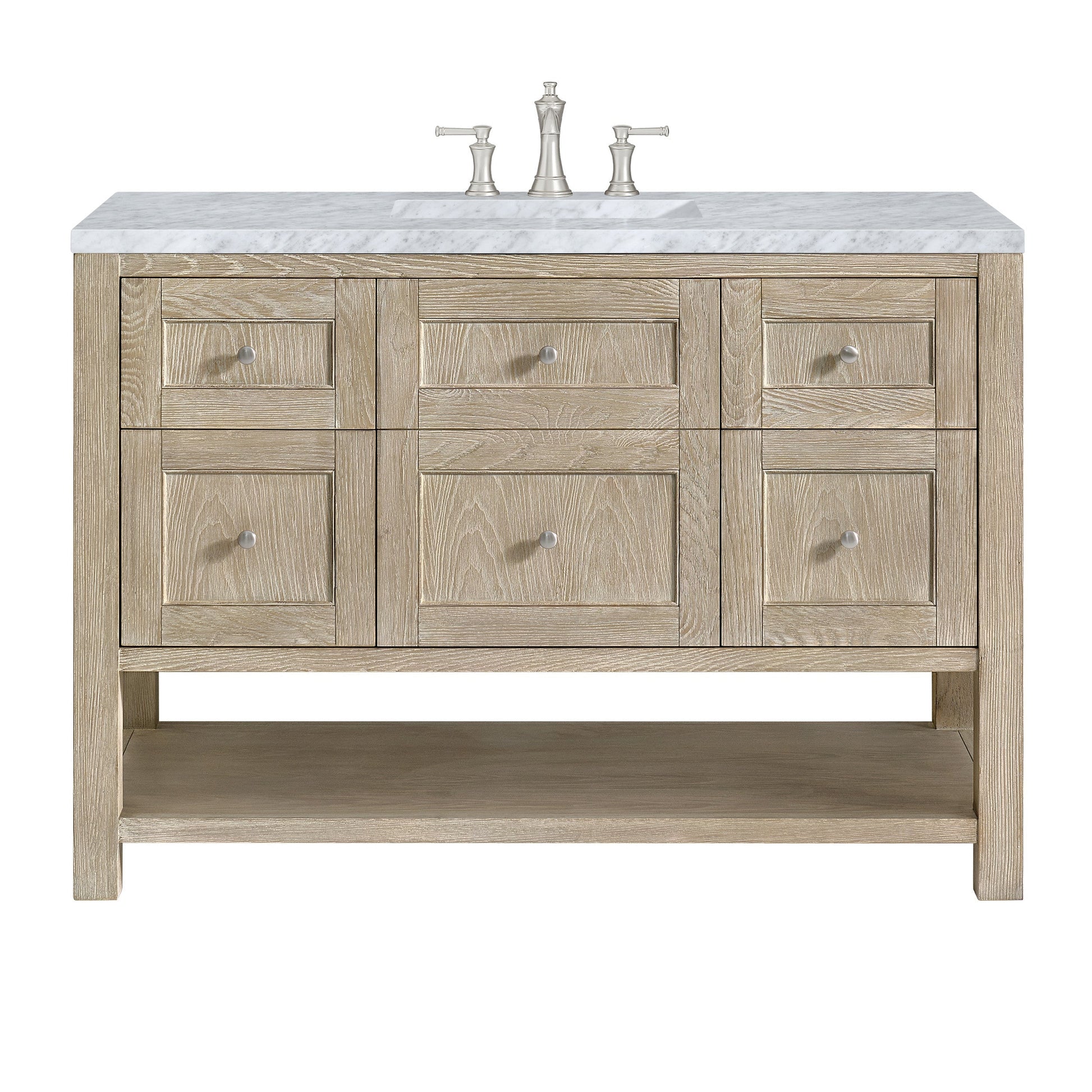Whitewashed Oak / Carrara White - 3 Faucet Holes