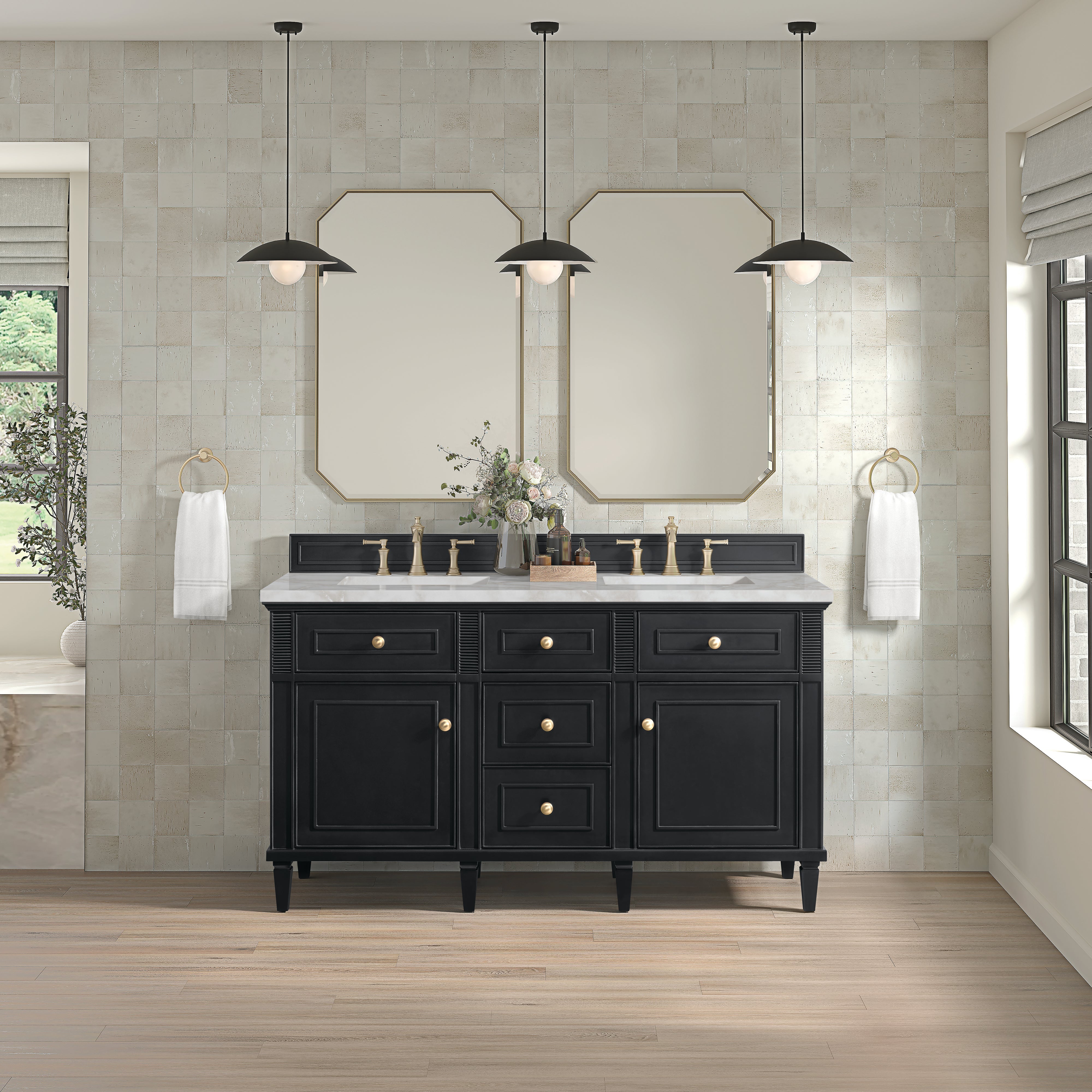 Black Onyx / Victorian Silver - 3 Faucet Holes