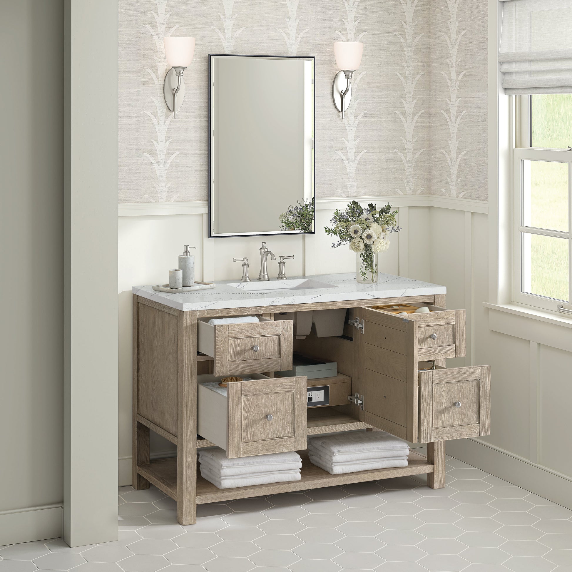 Whitewashed Oak / Ethereal Noctis - 3 Faucet Holes