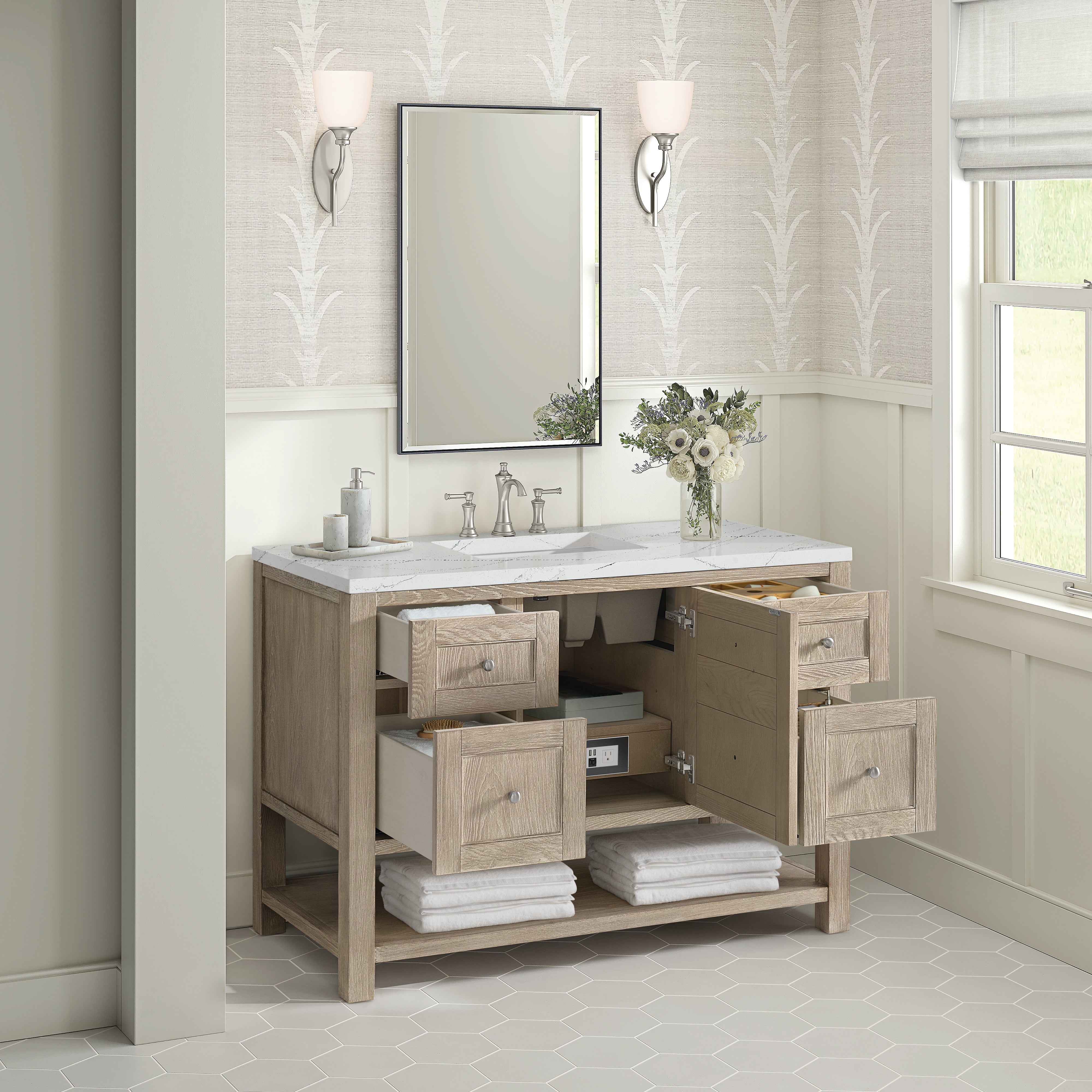 Whitewashed Oak / Ethereal Noctis - 3 Faucet Holes