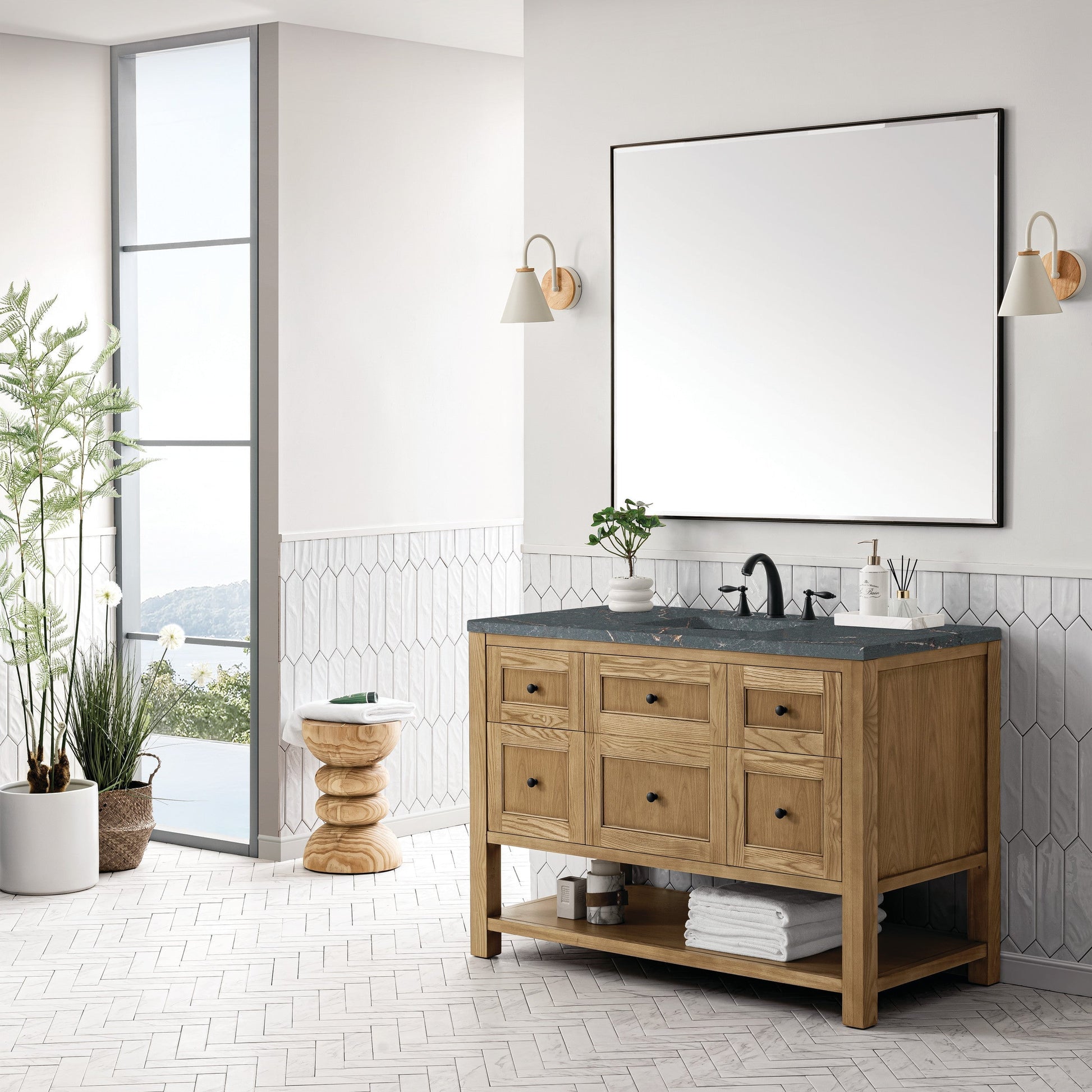 Light Natural Oak / Parisien Bleu - 3 Faucet Holes