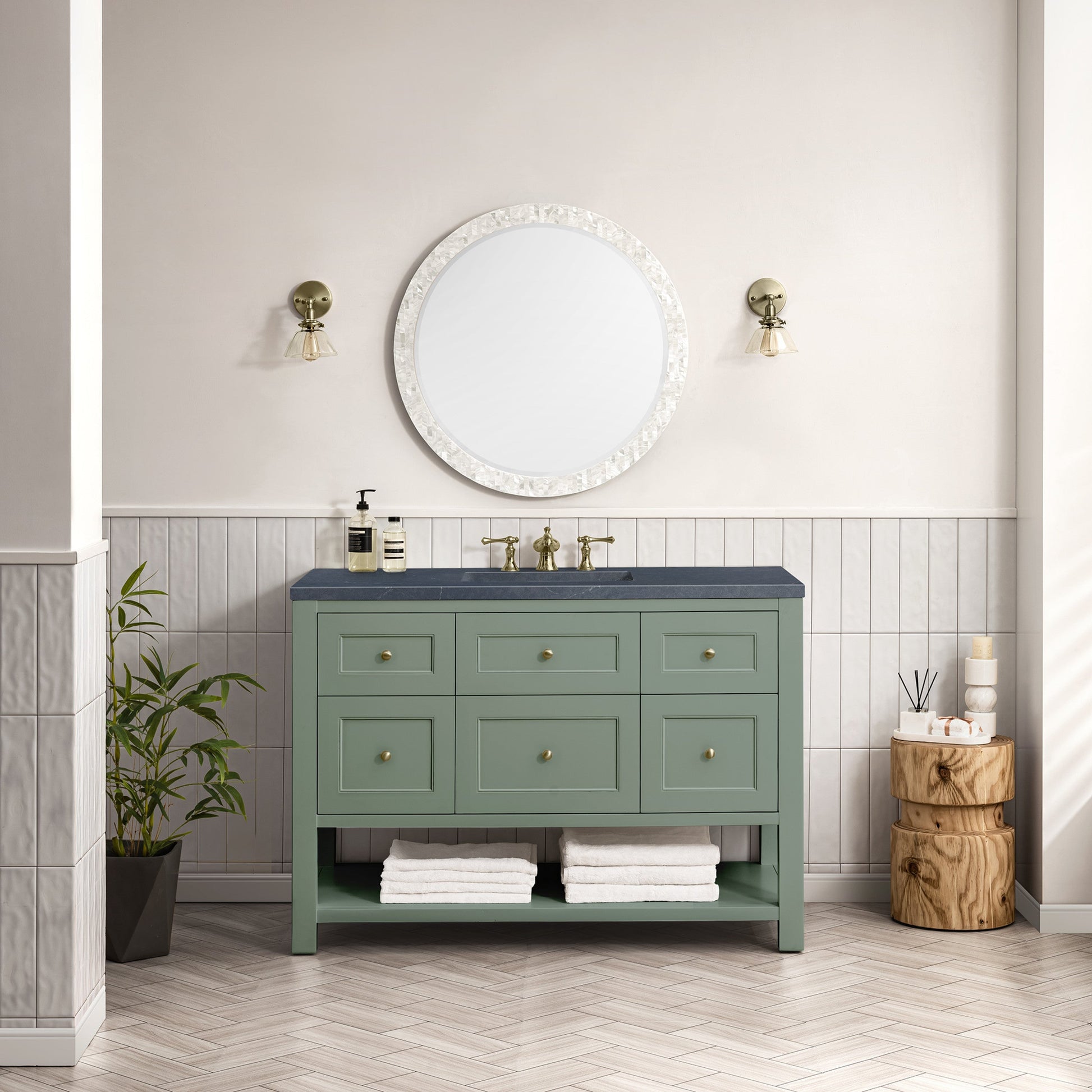 Smokey Celadon / Charcoal Soapstone - 3 Faucet Holes