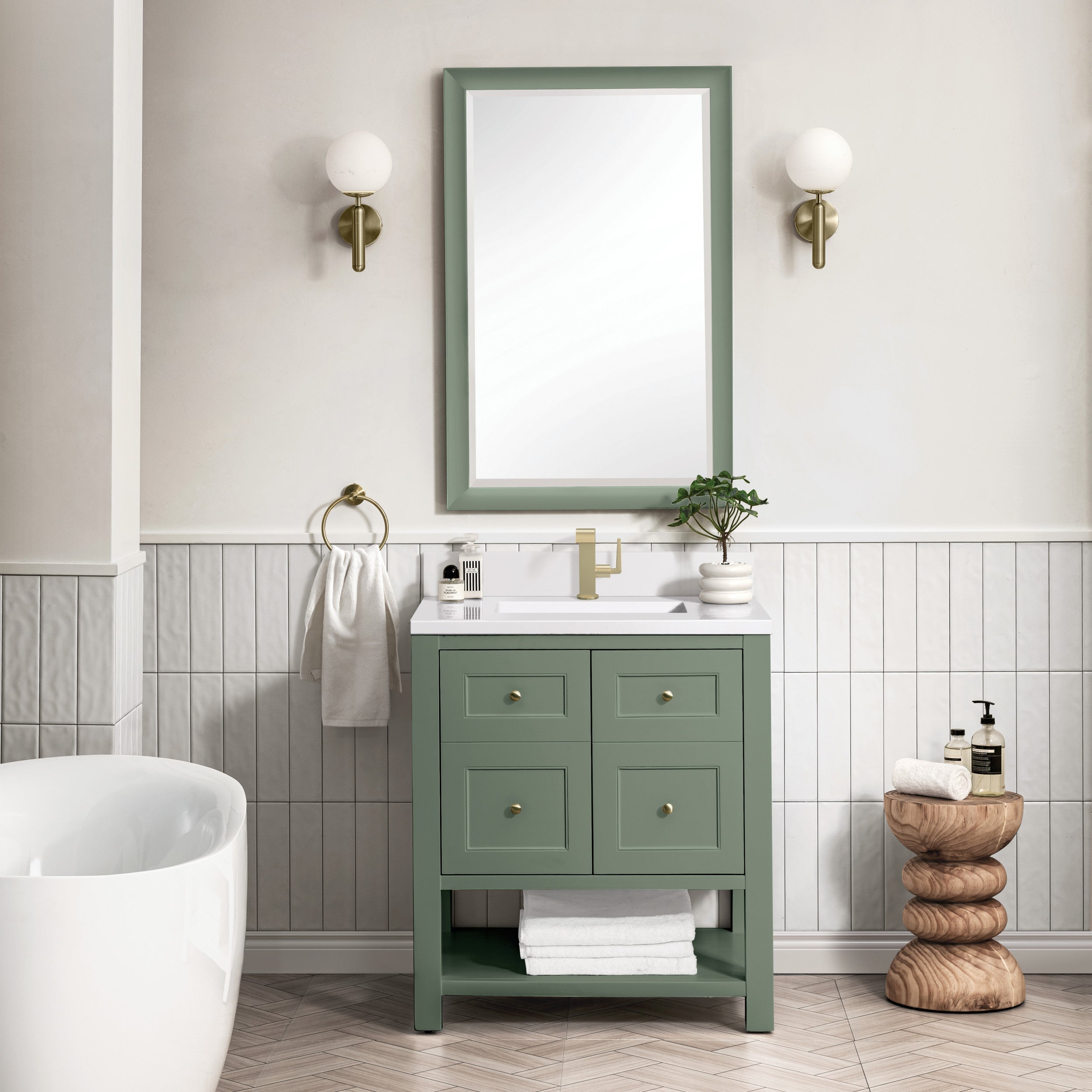 Smokey Celadon / White Zeus - 1 Faucet Hole