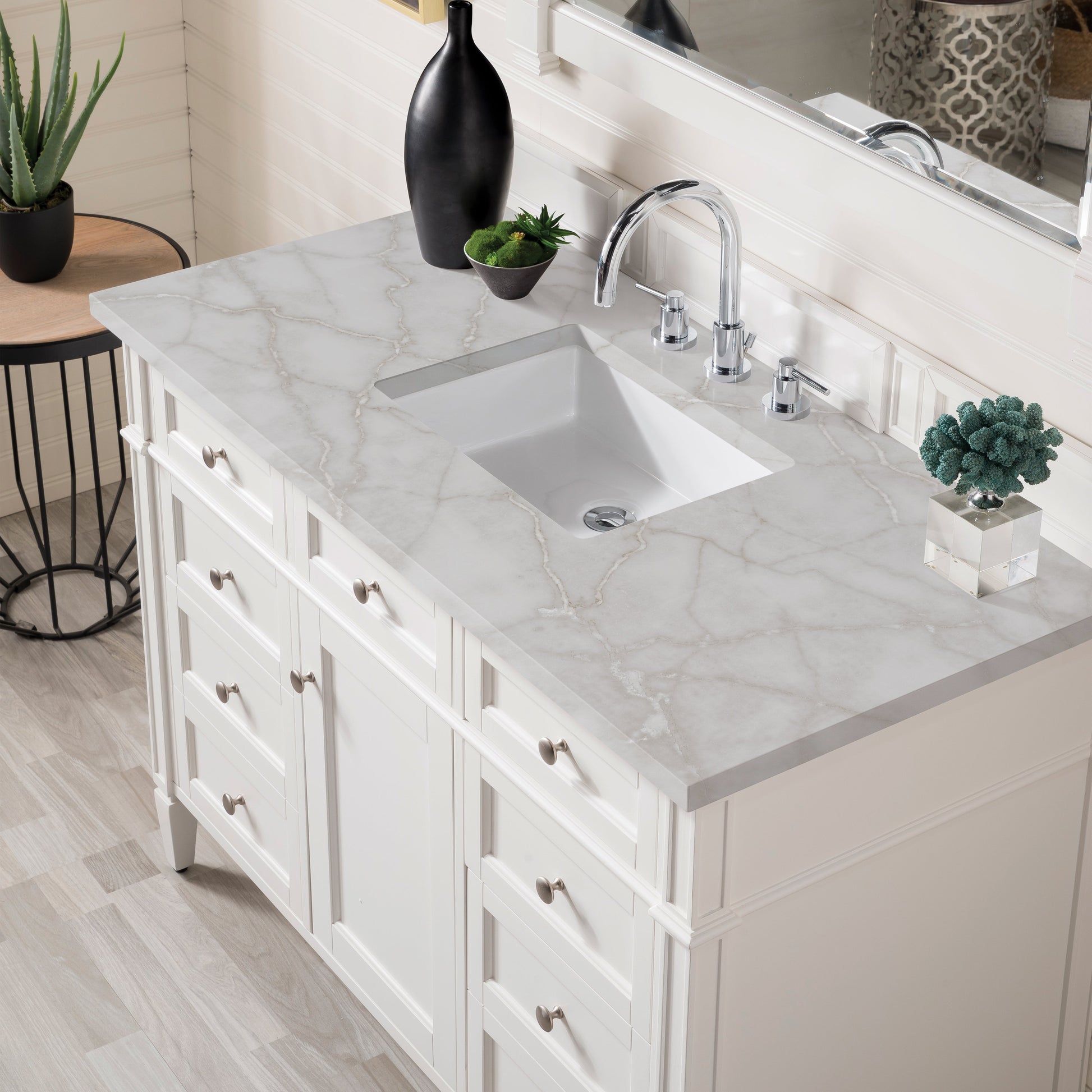 Bright White / Victorian Silver - 3 Faucet Holes