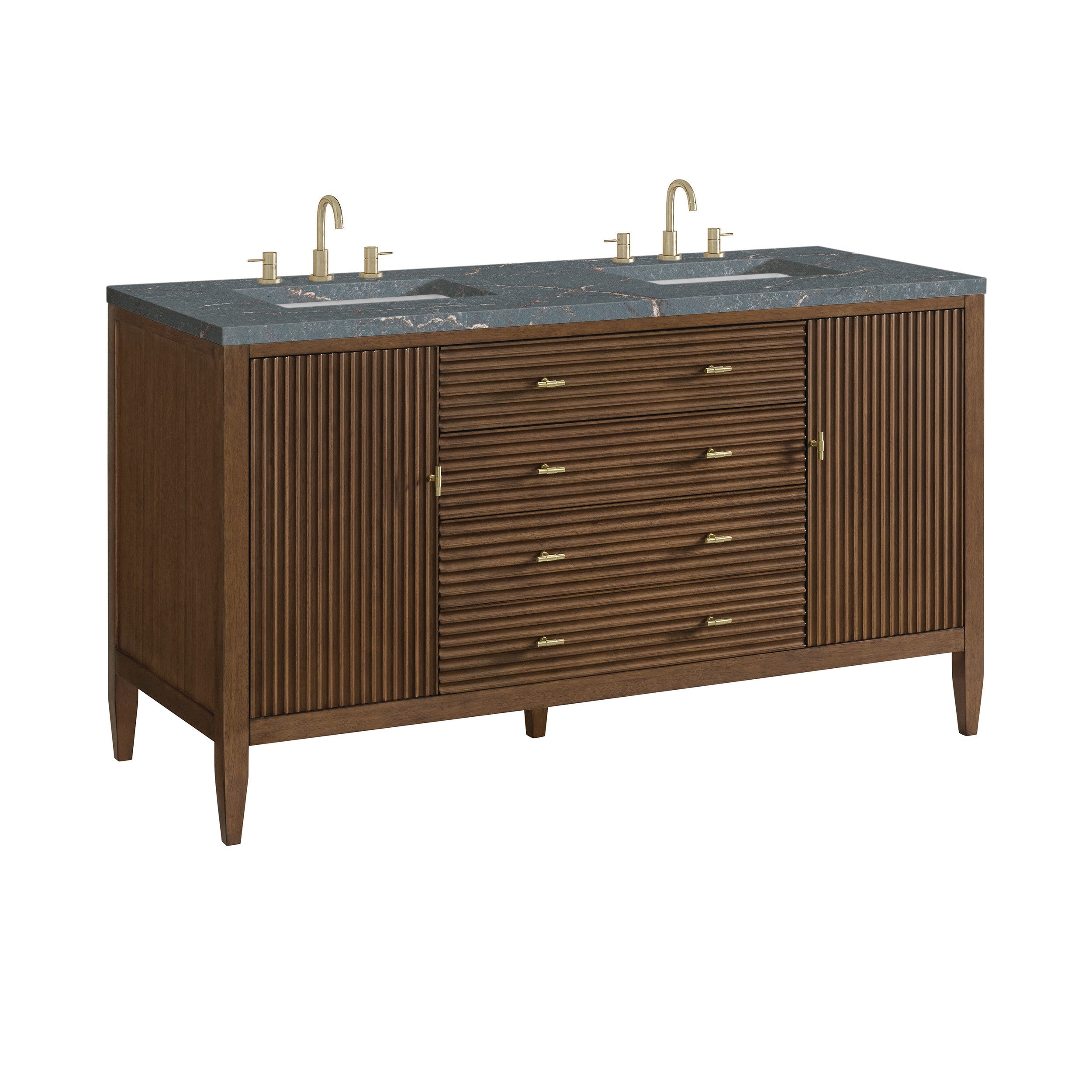 Mid-Century Walnut / Parisien Bleu - 3 Faucet Holes