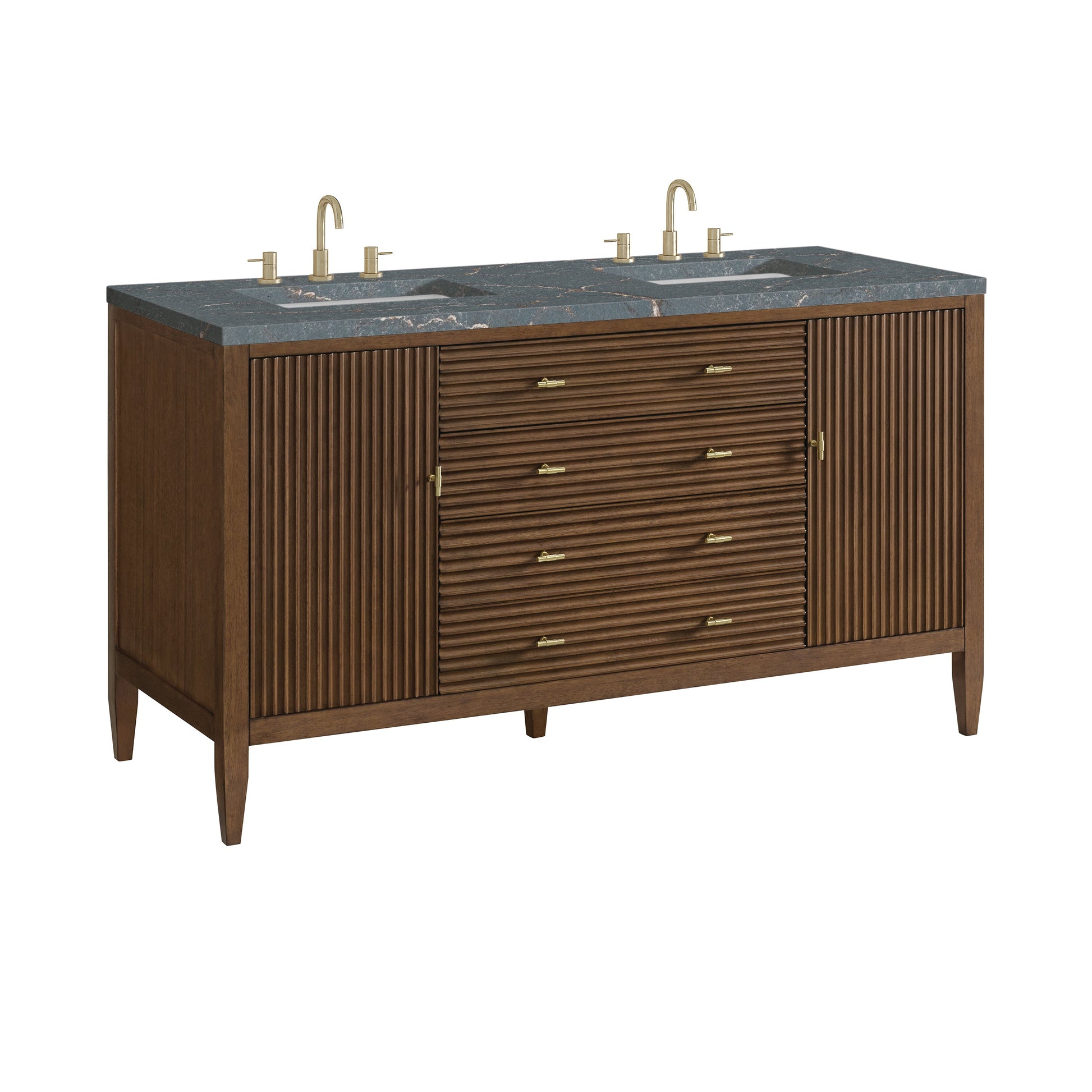 Mid-Century Walnut / Parisien Bleu - 3 Faucet Holes