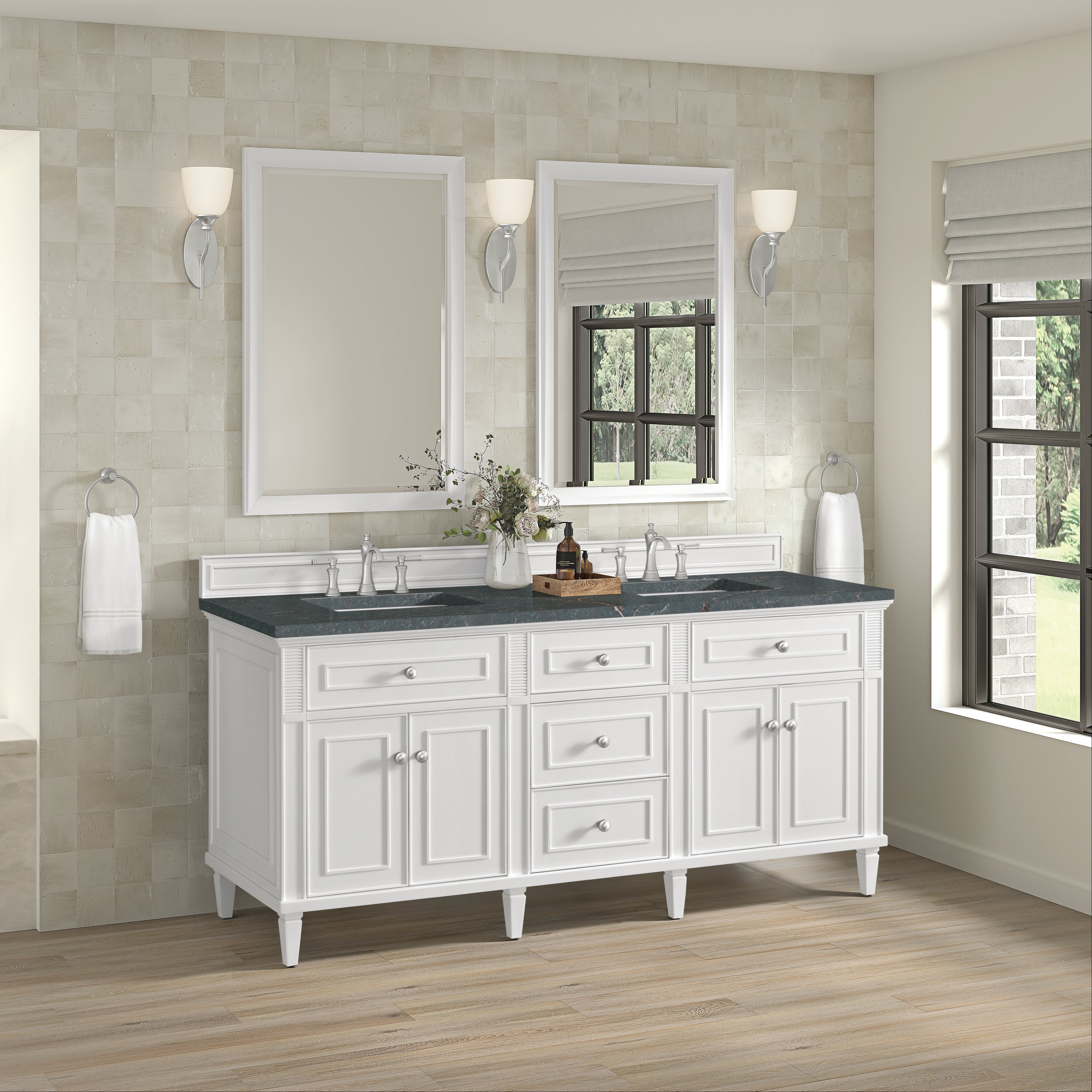 Bright White / Parisien Bleu - 3 Faucet Holes