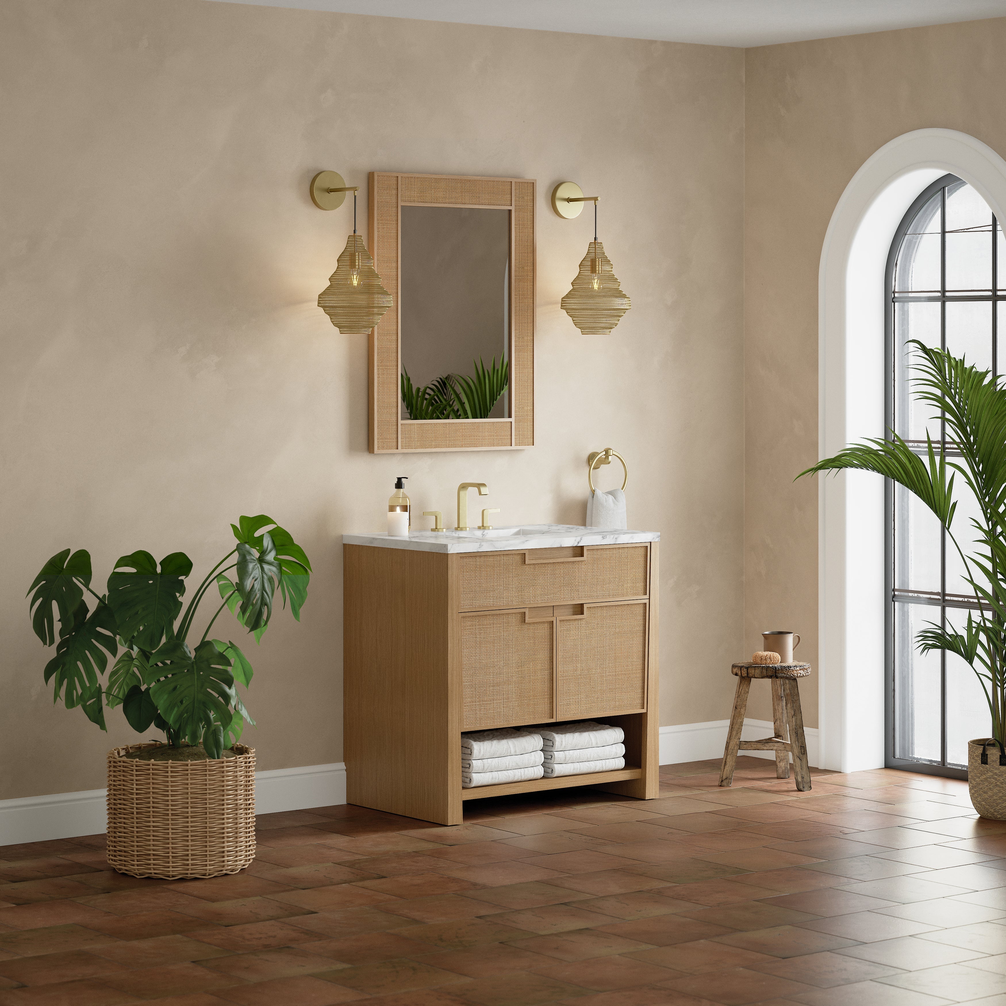 Seaside Oak / Carrara White - 3 Faucet Holes