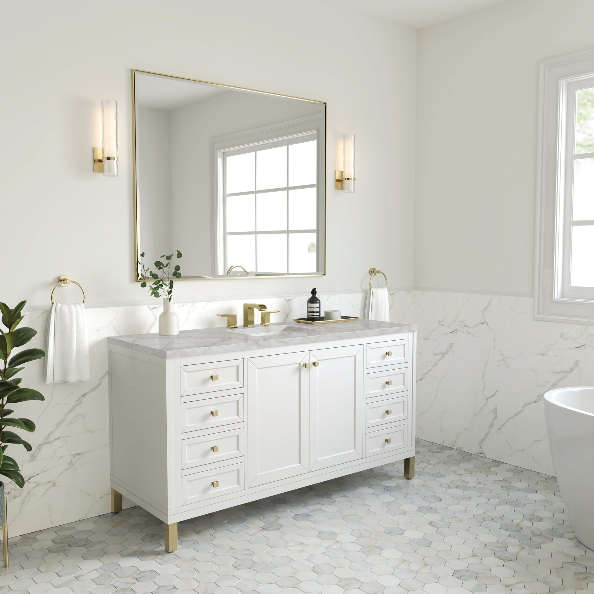 Glossy White / Victorian Silver - 3 Faucet Holes