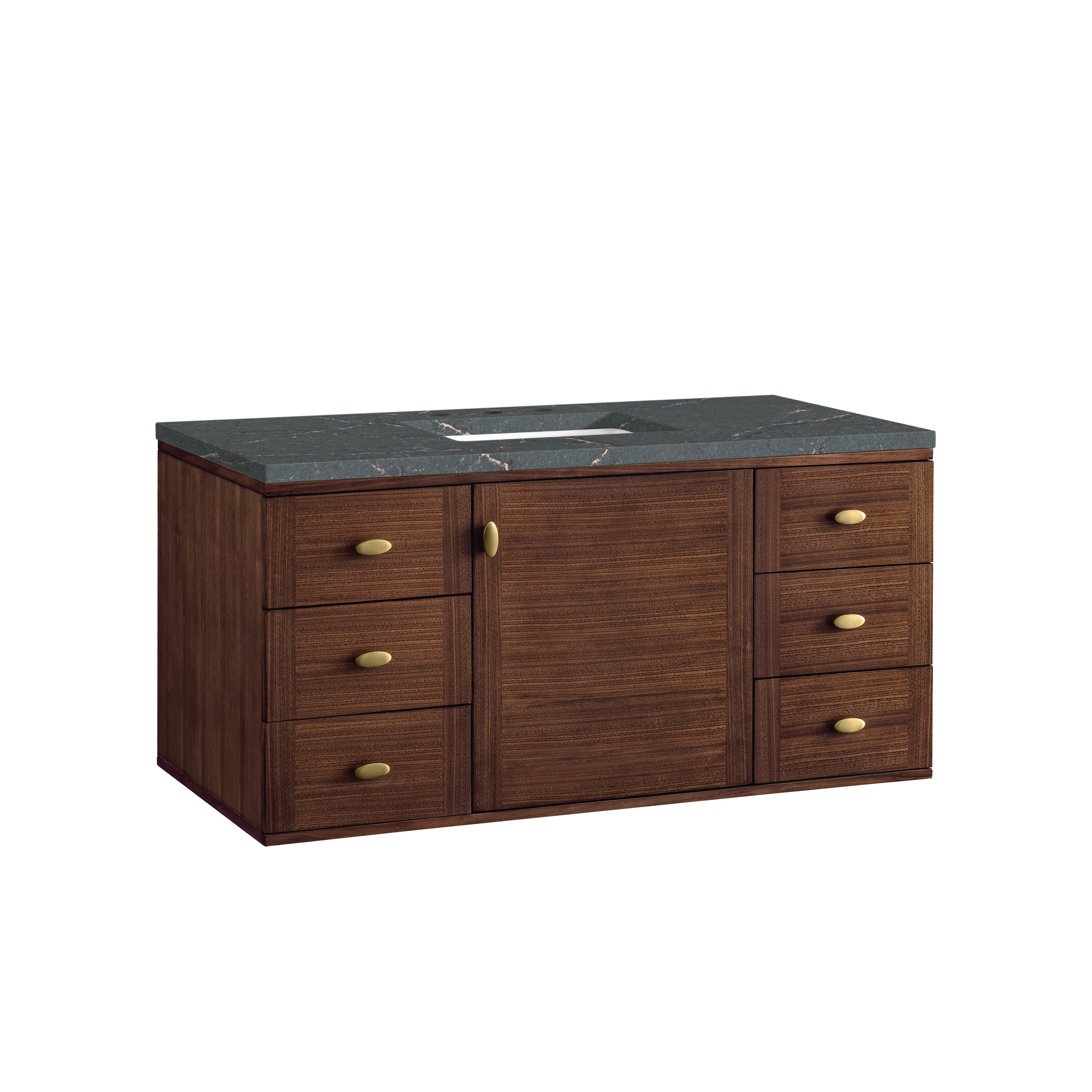 Mid-Century Walnut / Parisien Bleu - 3 Faucet Holes
