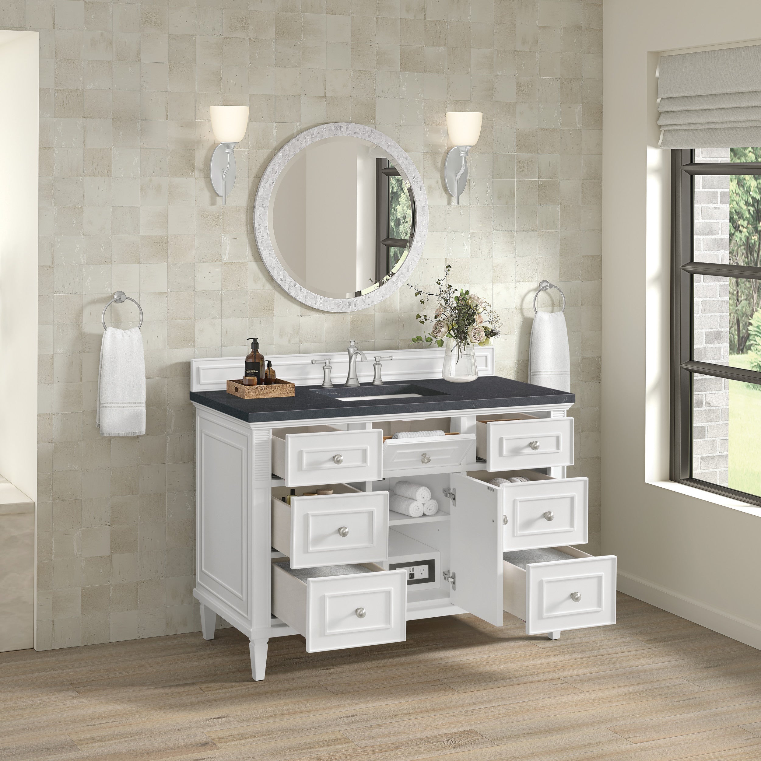 Bright White / Charcoal Soapstone - 3 Faucet Holes