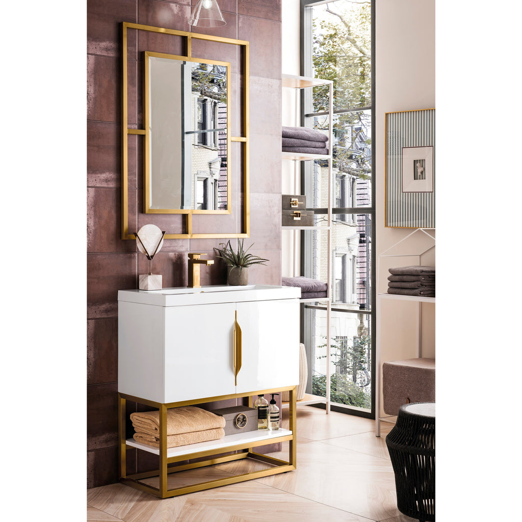 Glossy White / Radiant Gold / Glossy White - 1 Faucet Hole