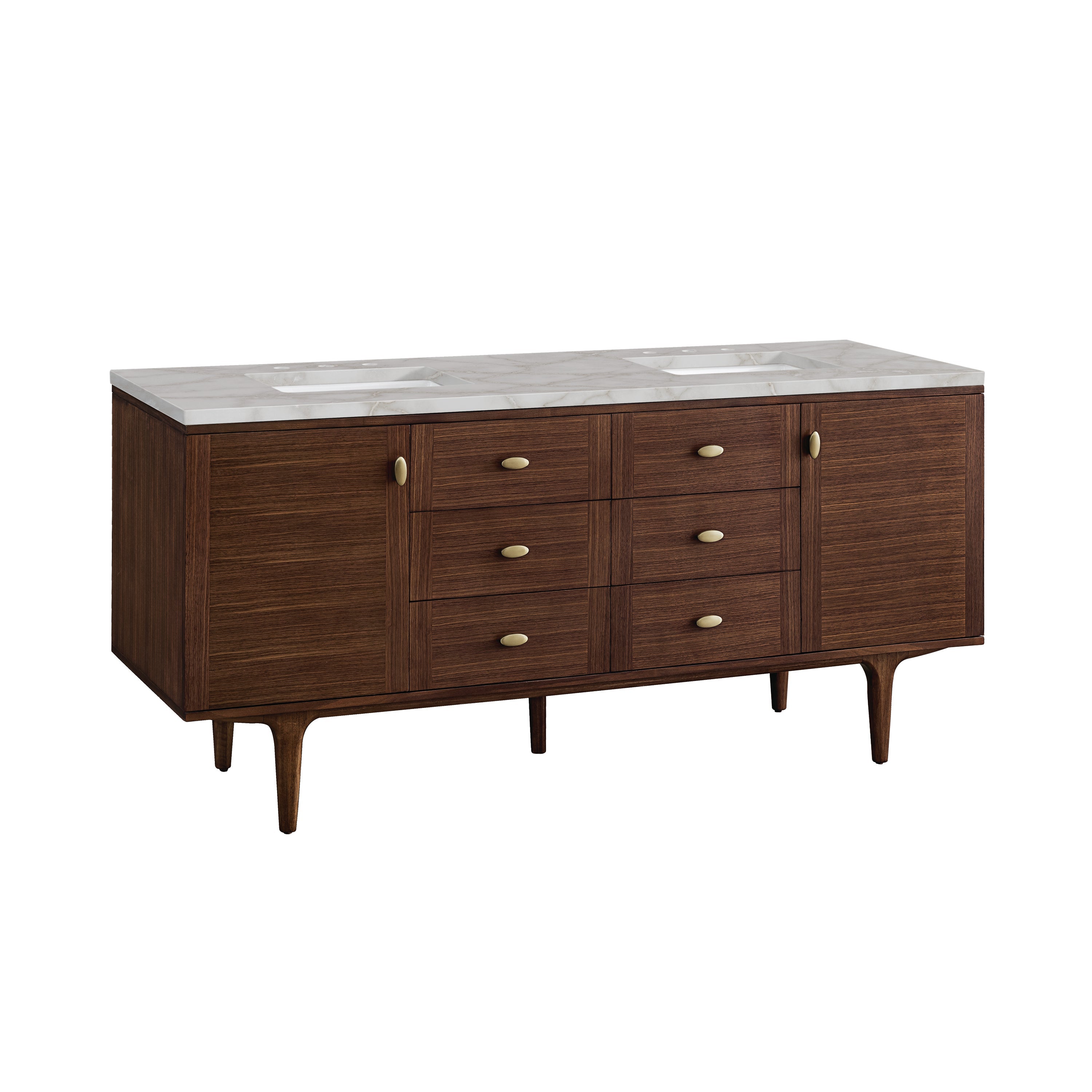 Mid-Century Walnut / Victorian Silver - 3 Faucet Holes