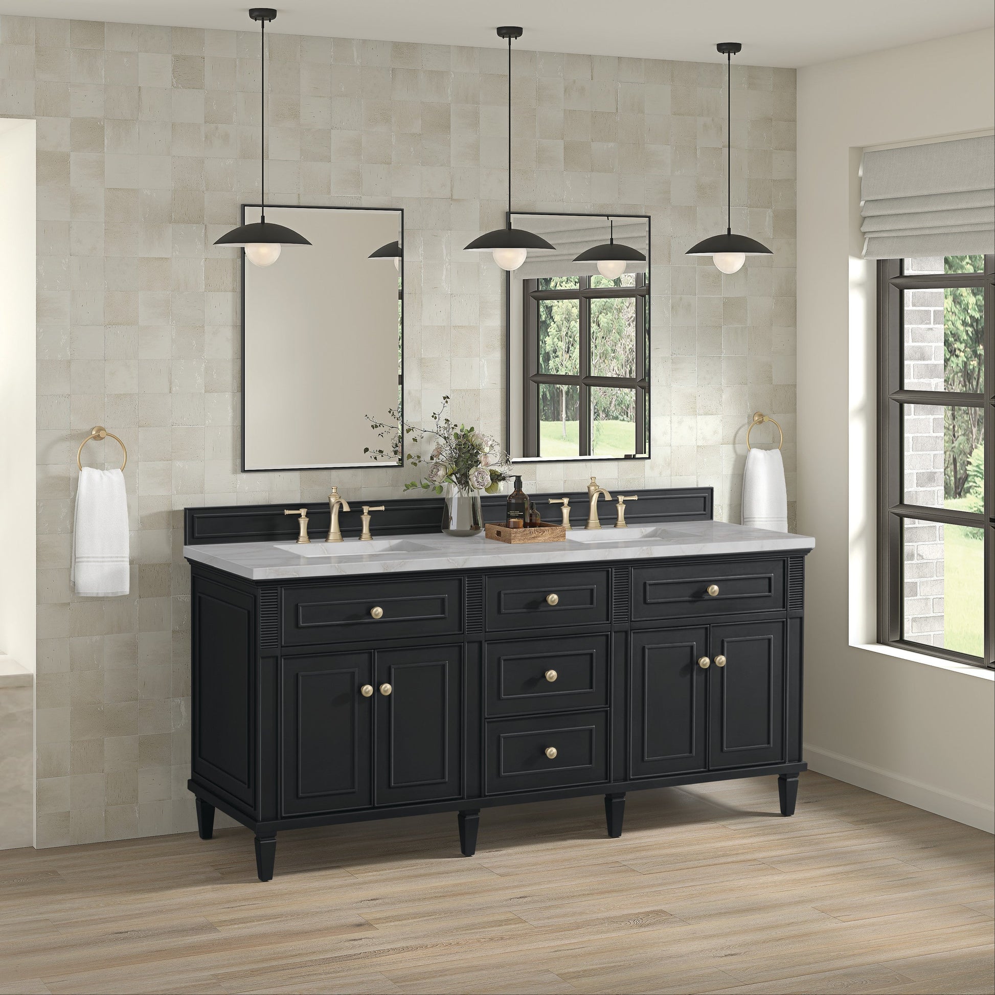 Black Onyx / Victorian Silver - 3 Faucet Holes