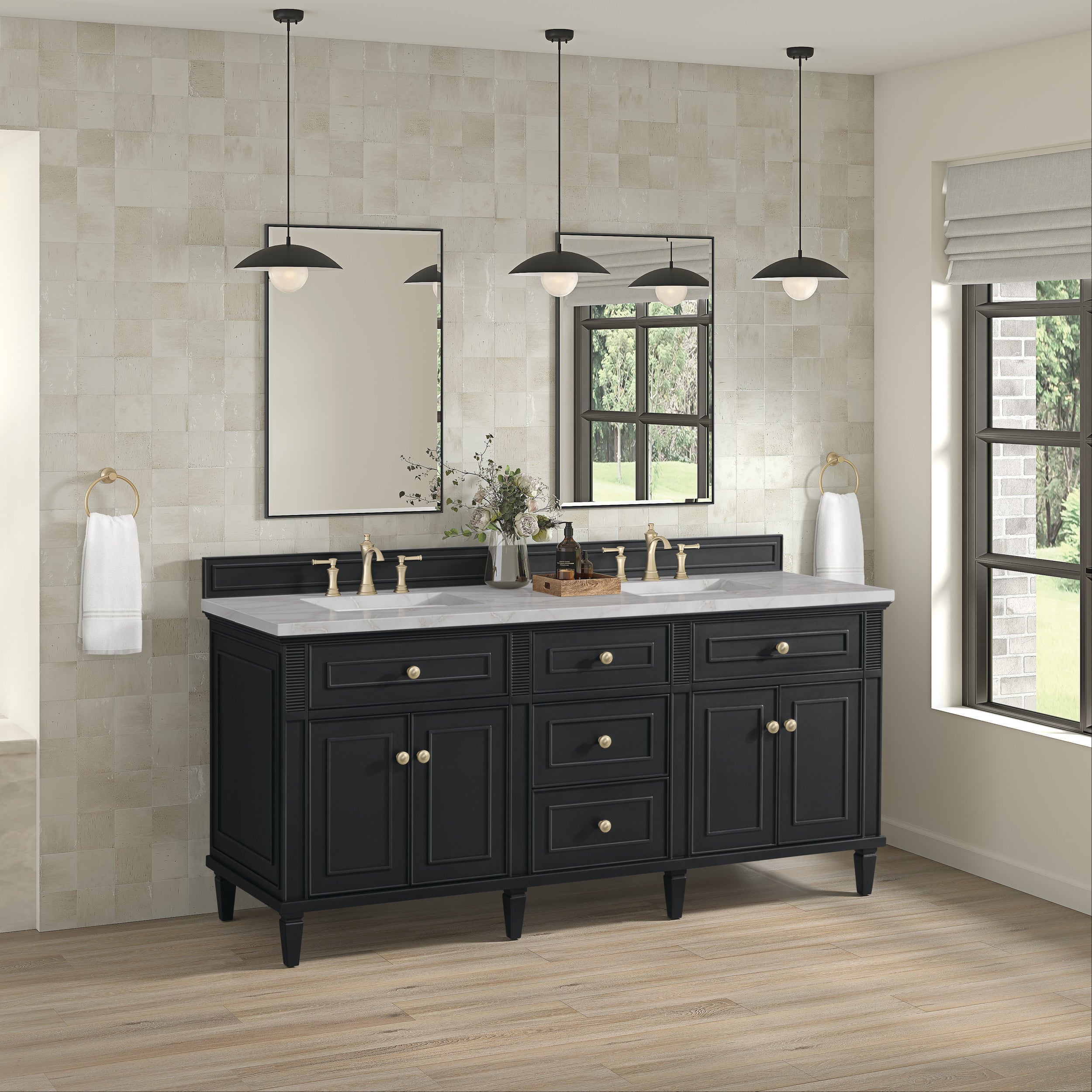 Black Onyx / Victorian Silver - 3 Faucet Holes