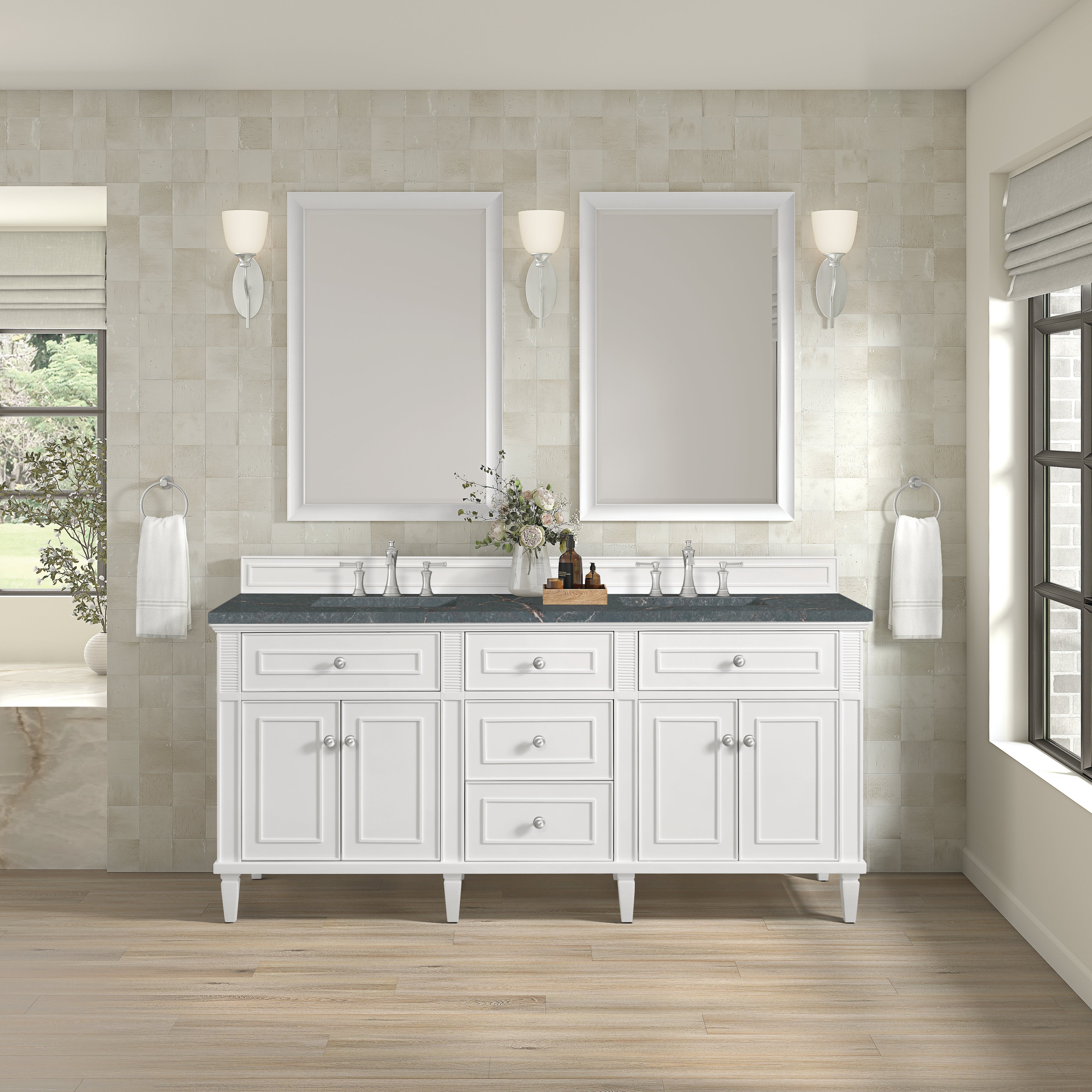 Bright White / Parisien Bleu - 3 Faucet Holes