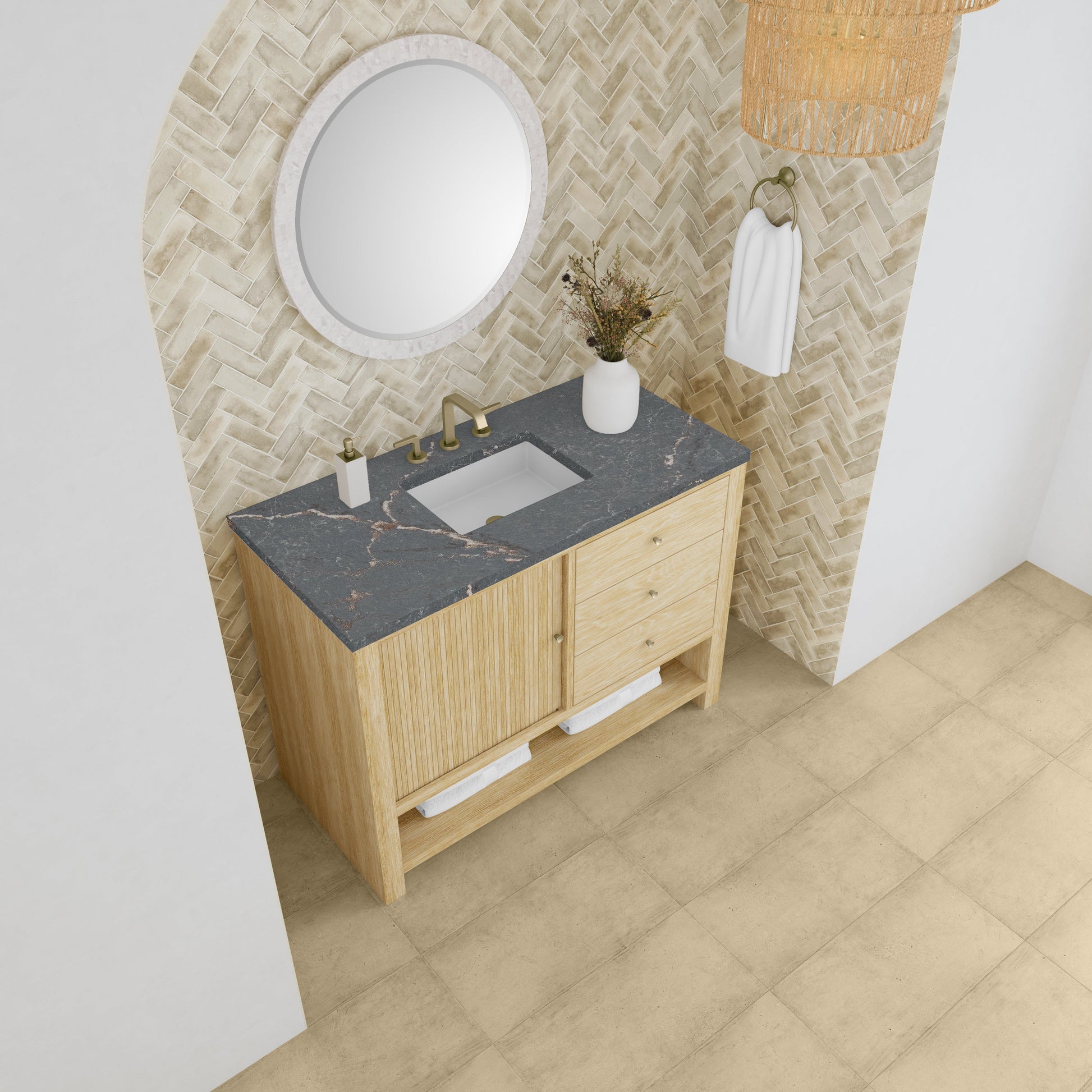 Sunwashed Oak / Parisien Bleu - 3 Faucet Holes