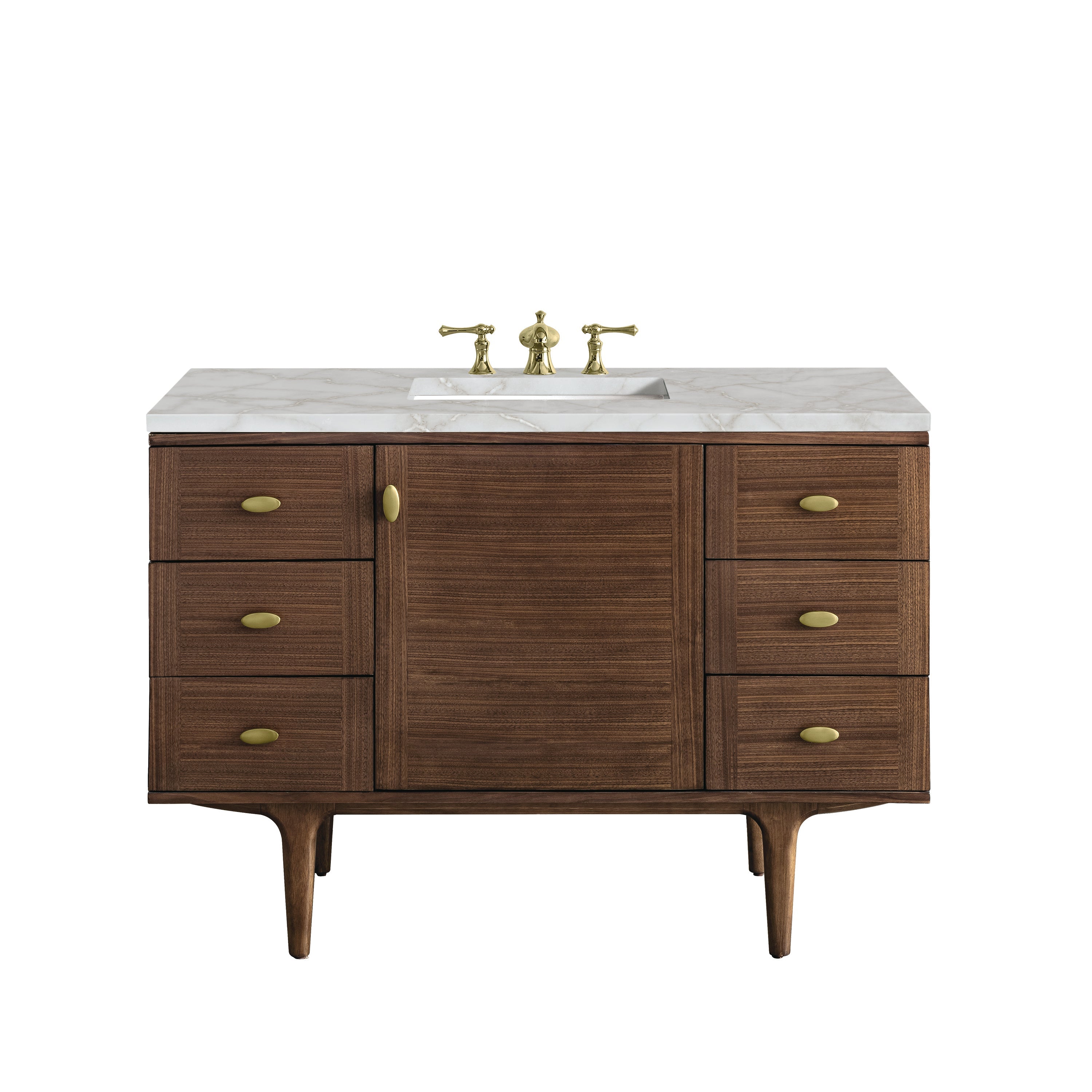 Mid-Century Walnut / Victorian Silver - 3 Faucet Holes