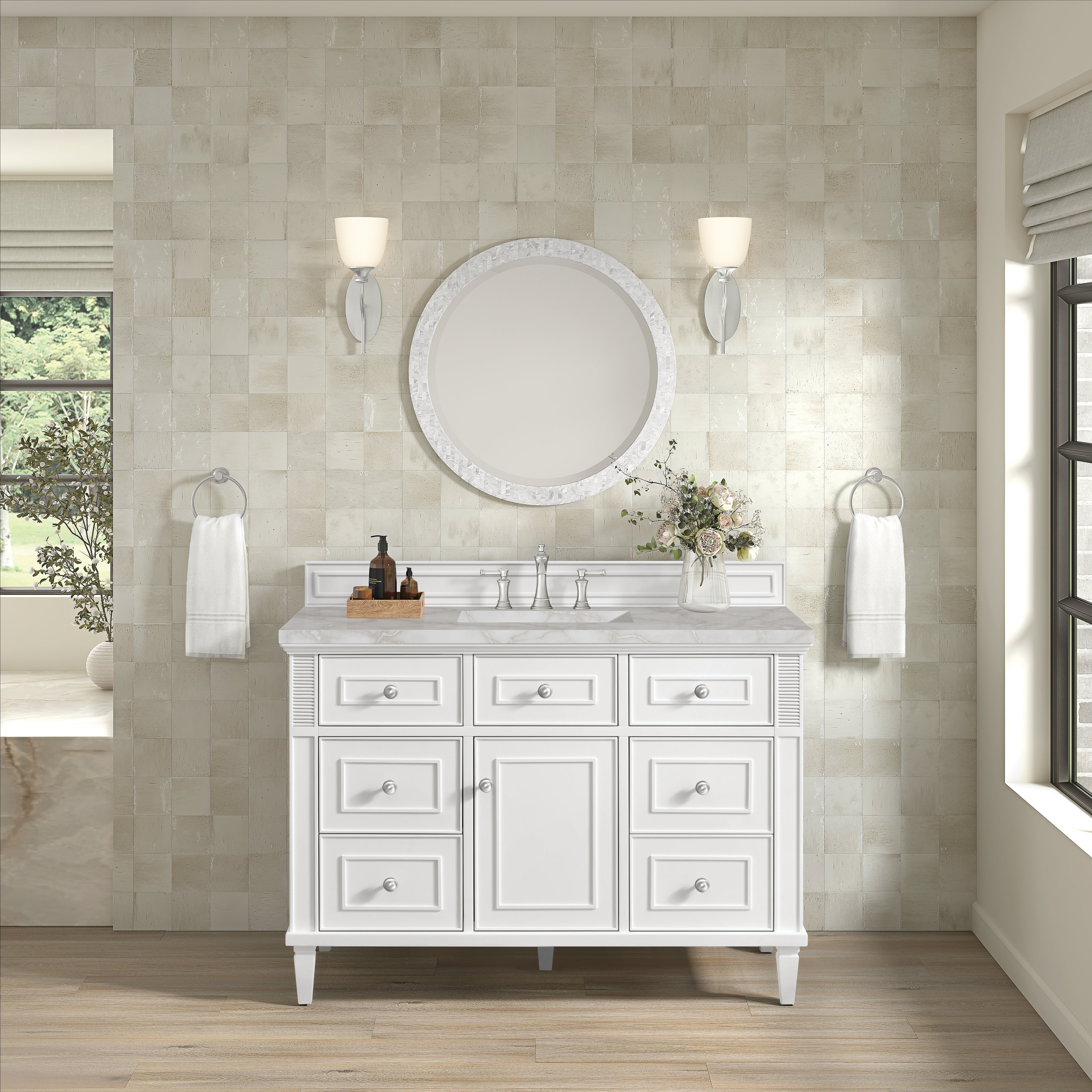 Bright White / Victorian Silver - 3 Faucet Holes