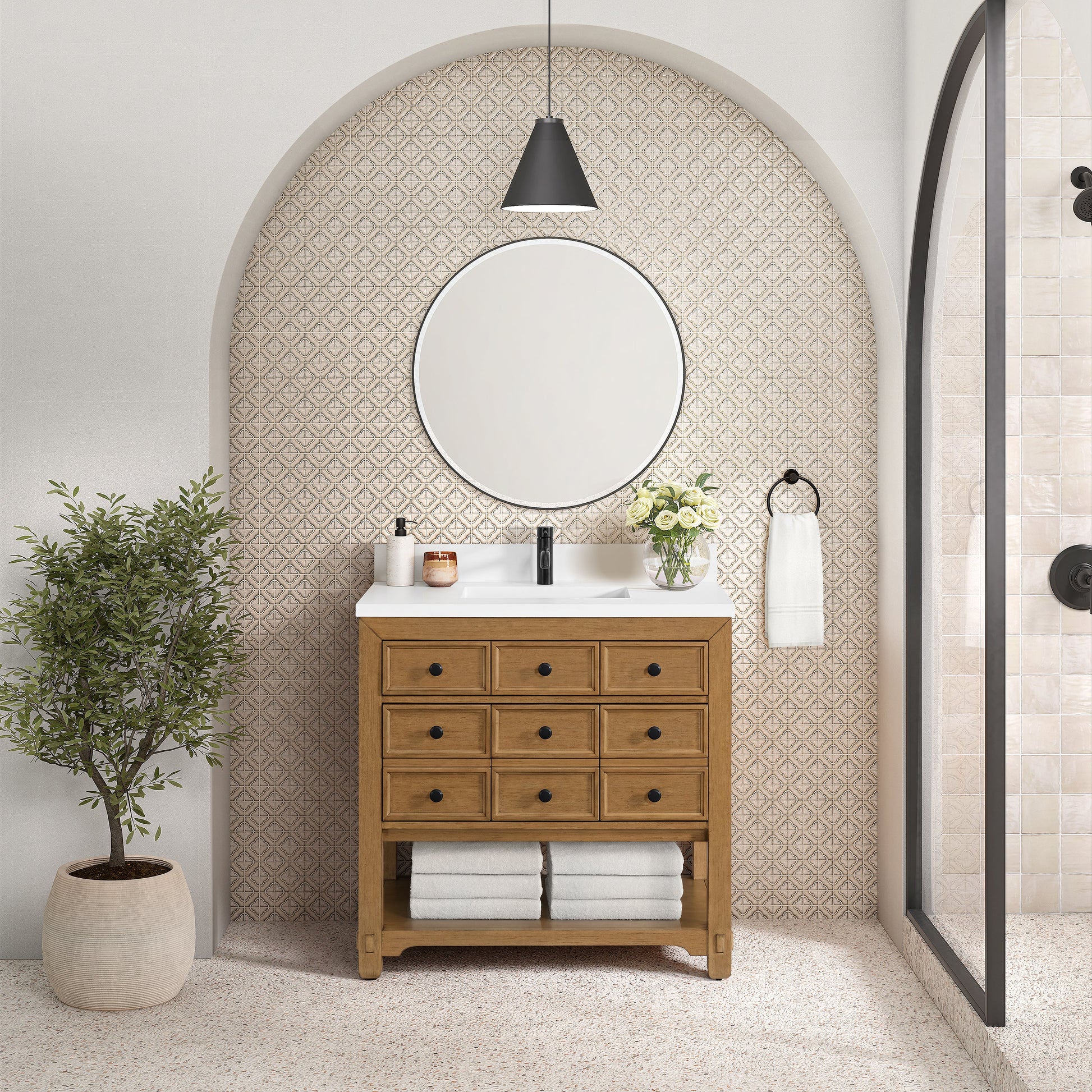 Amber Birch / White Zeus - 1 Faucet Hole