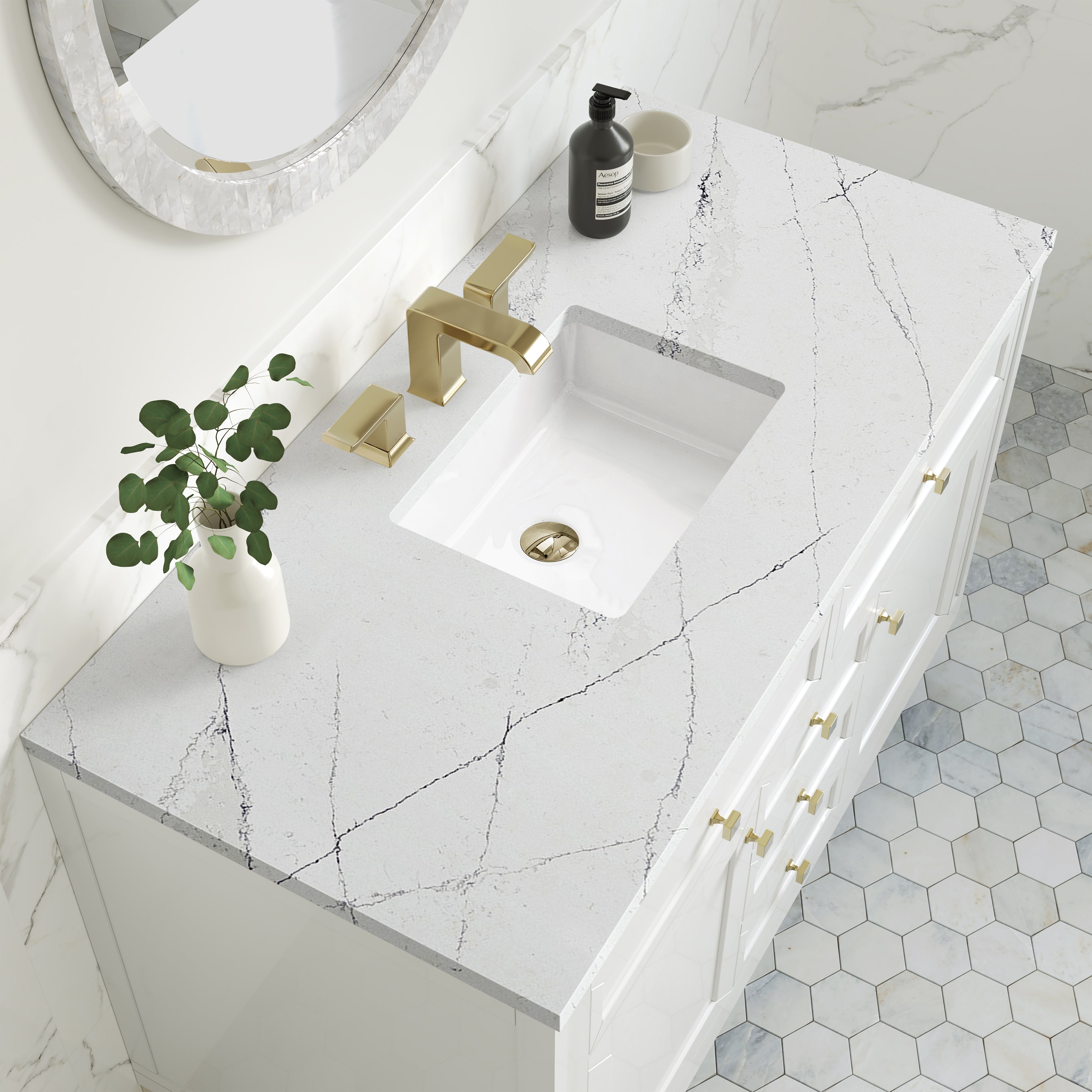 Glossy White / Ethereal Noctis - 3 Faucet Holes