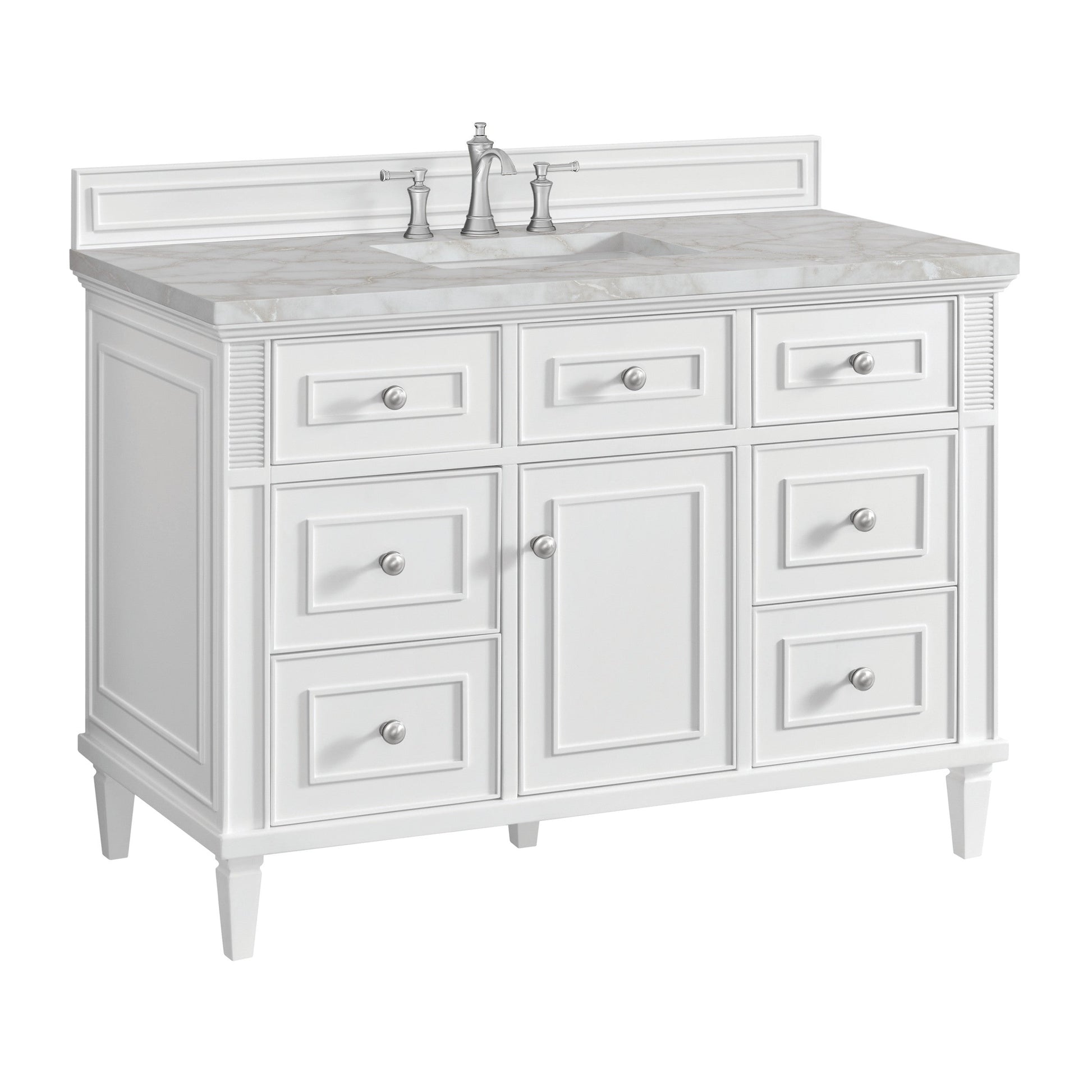 Bright White / Victorian Silver - 3 Faucet Holes