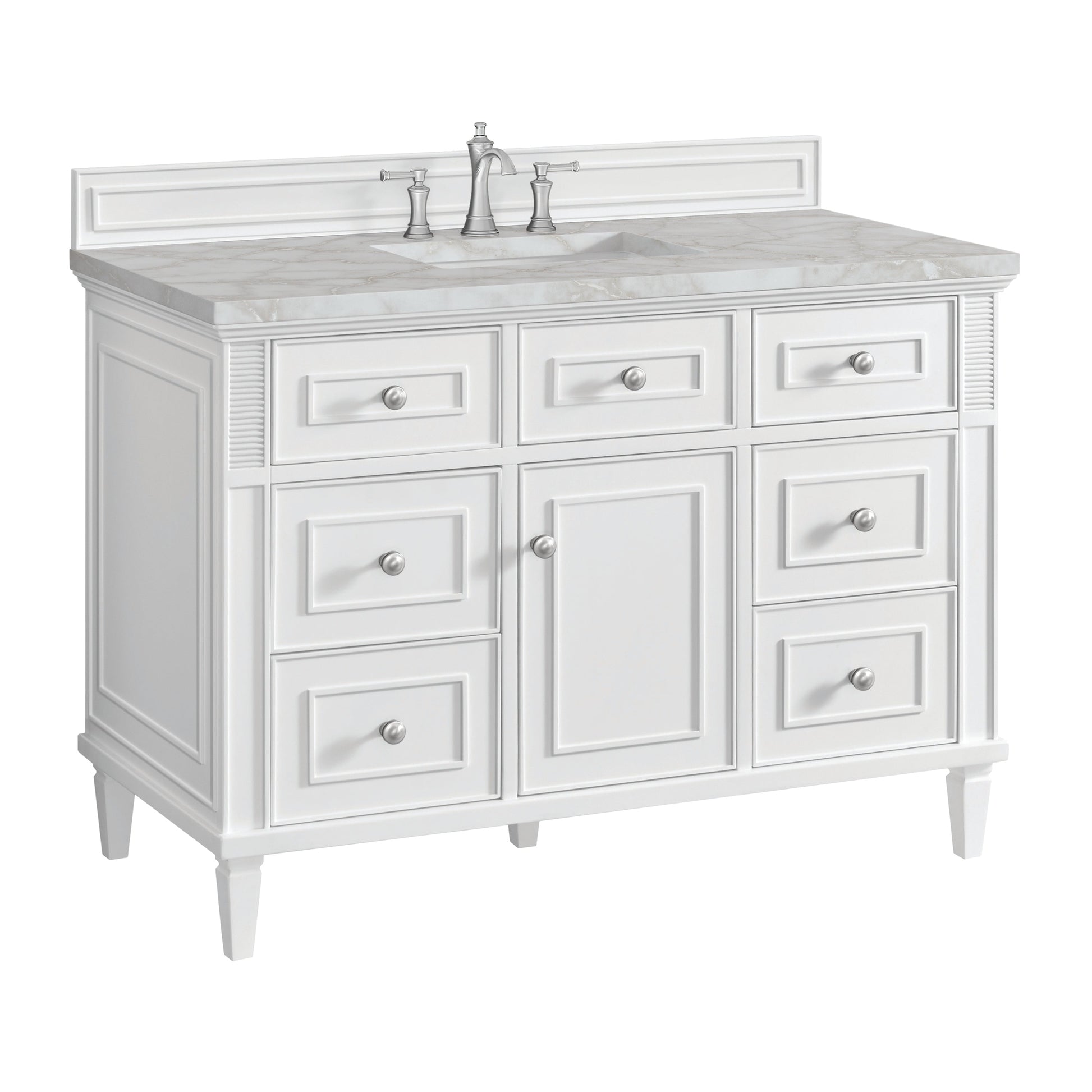 Bright White / Victorian Silver - 3 Faucet Holes