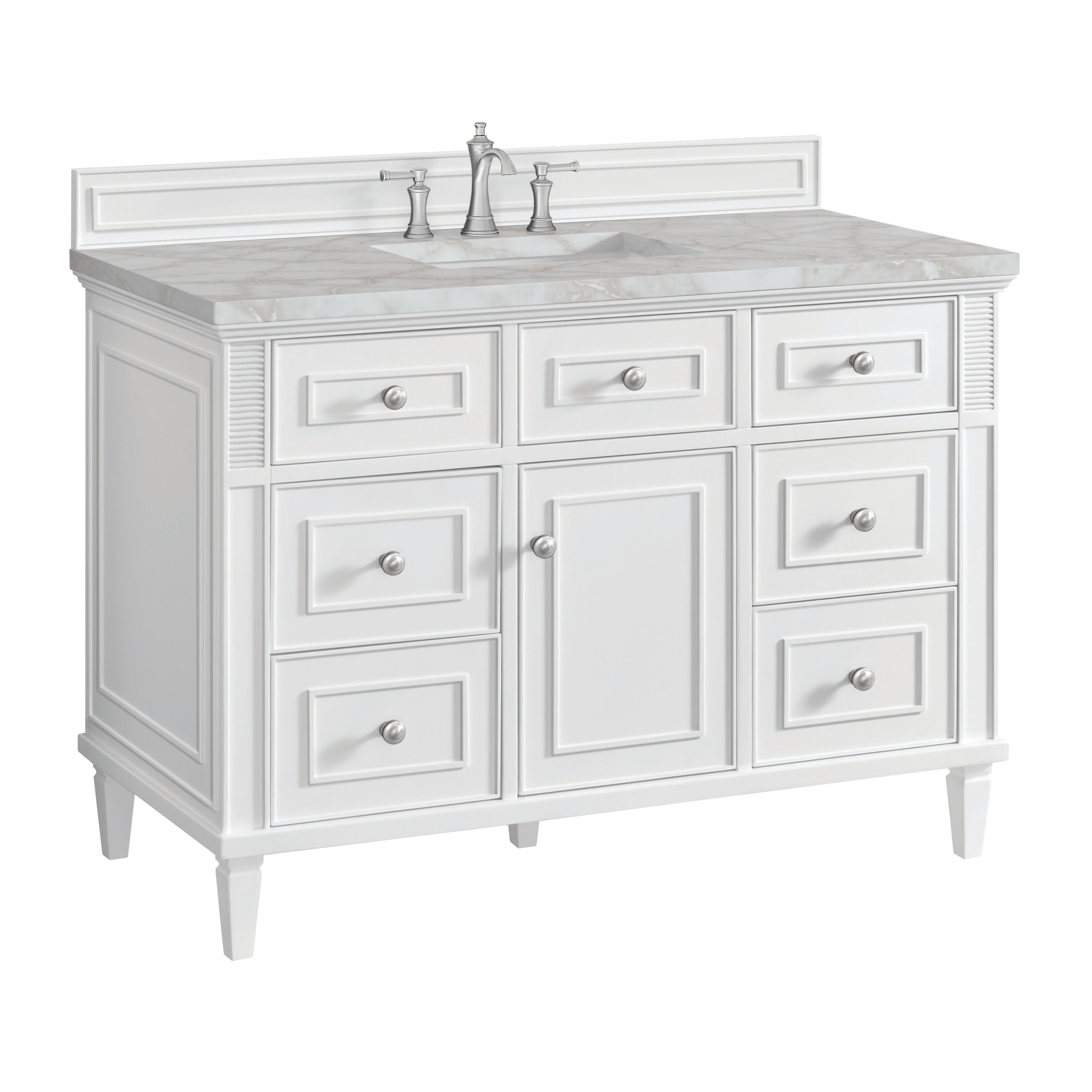 Bright White / Victorian Silver - 3 Faucet Holes
