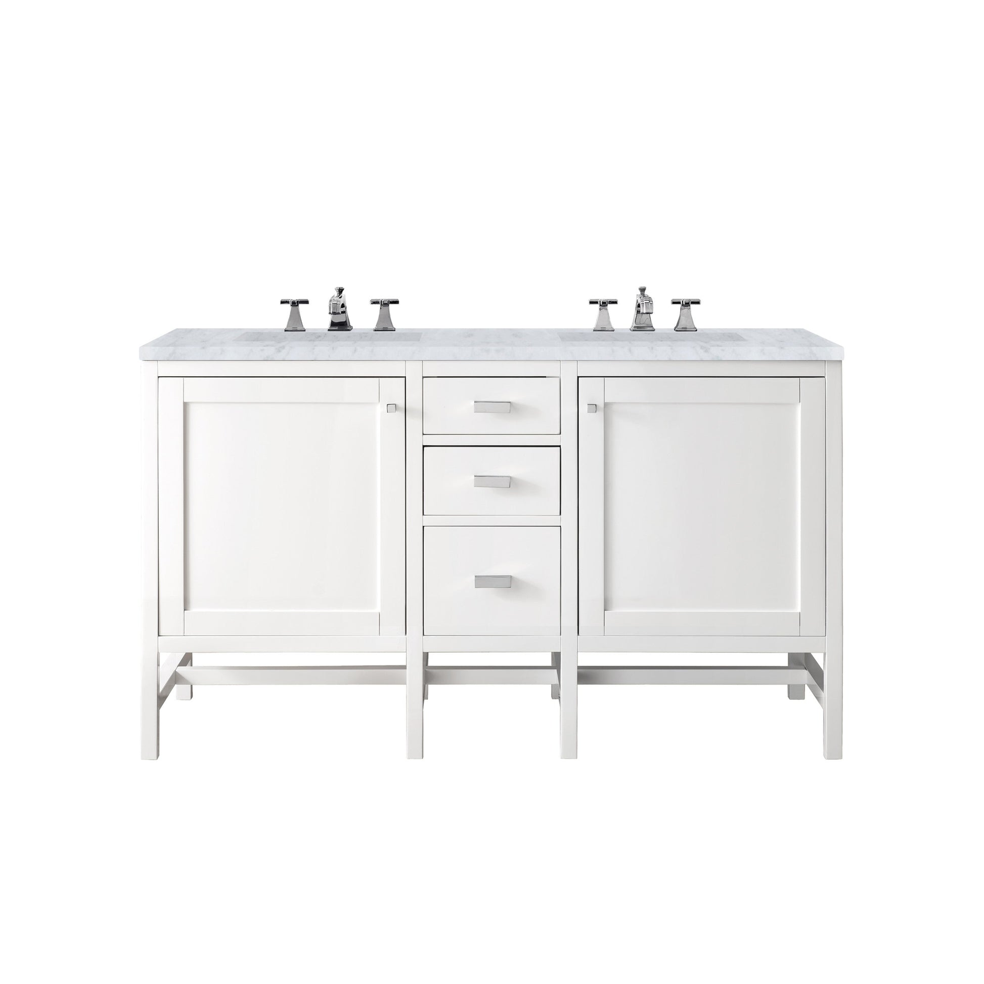 Glossy White / Carrara White - 3 Faucet Holes