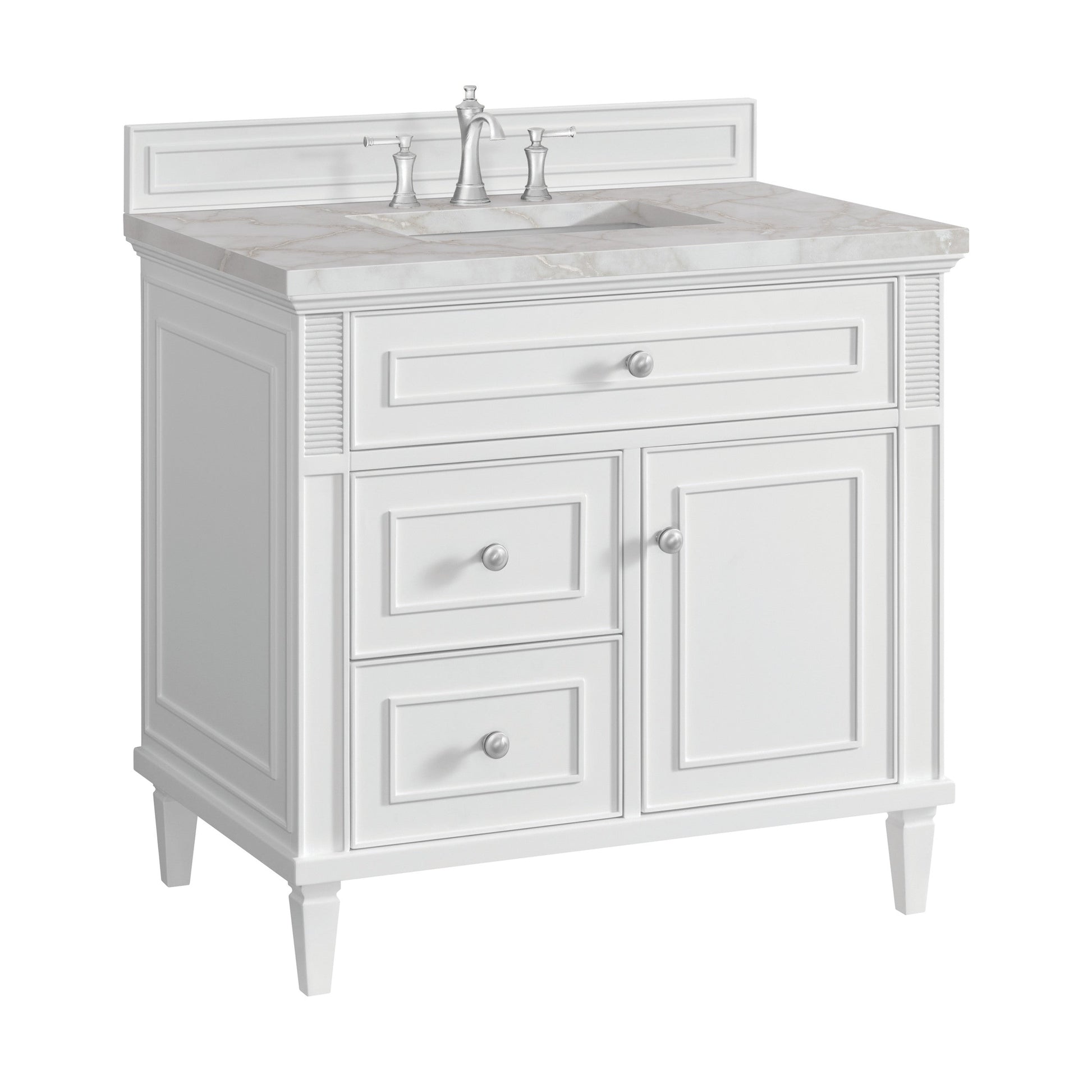 Bright White / Victorian Silver - 3 Faucet Holes