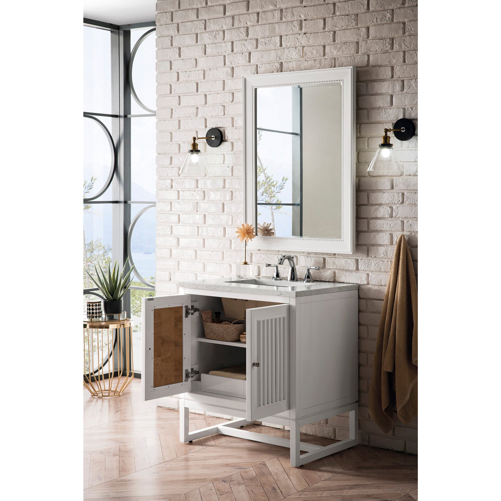Glossy White / Carrara White - 3 Faucet Holes