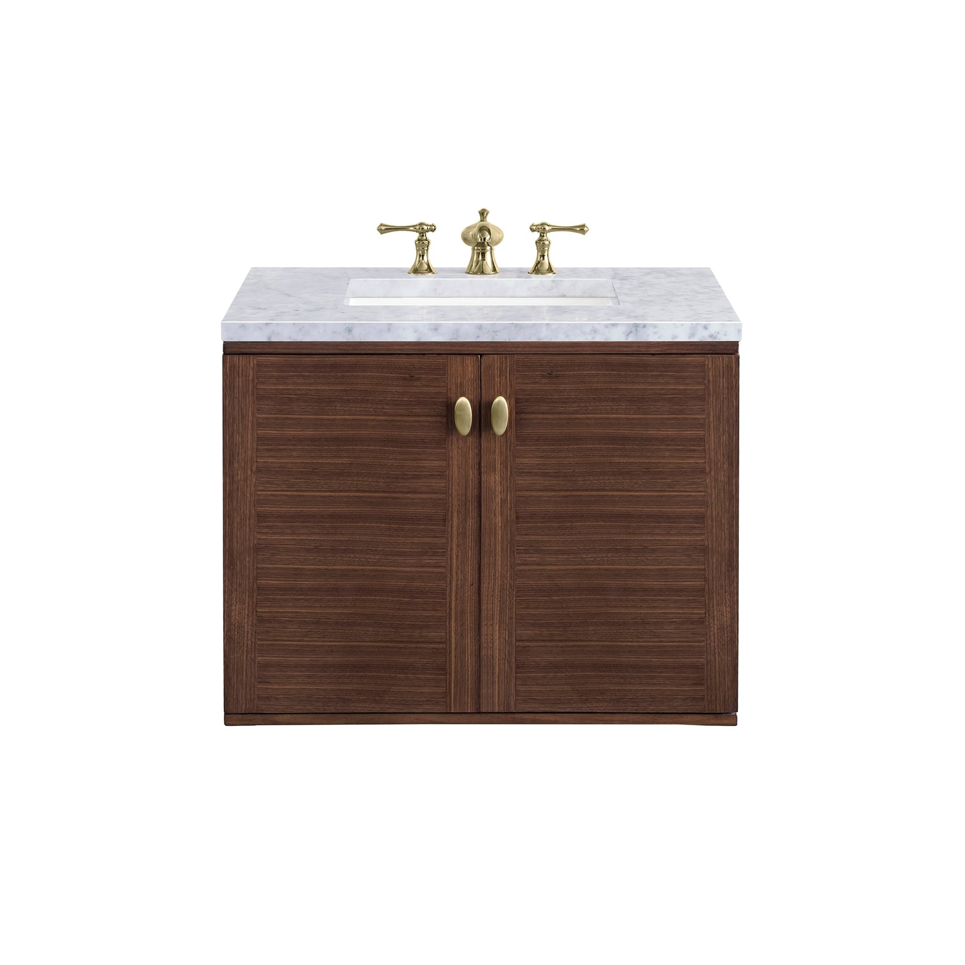Mid-Century Walnut / Carrara White - 3 Faucet Holes
