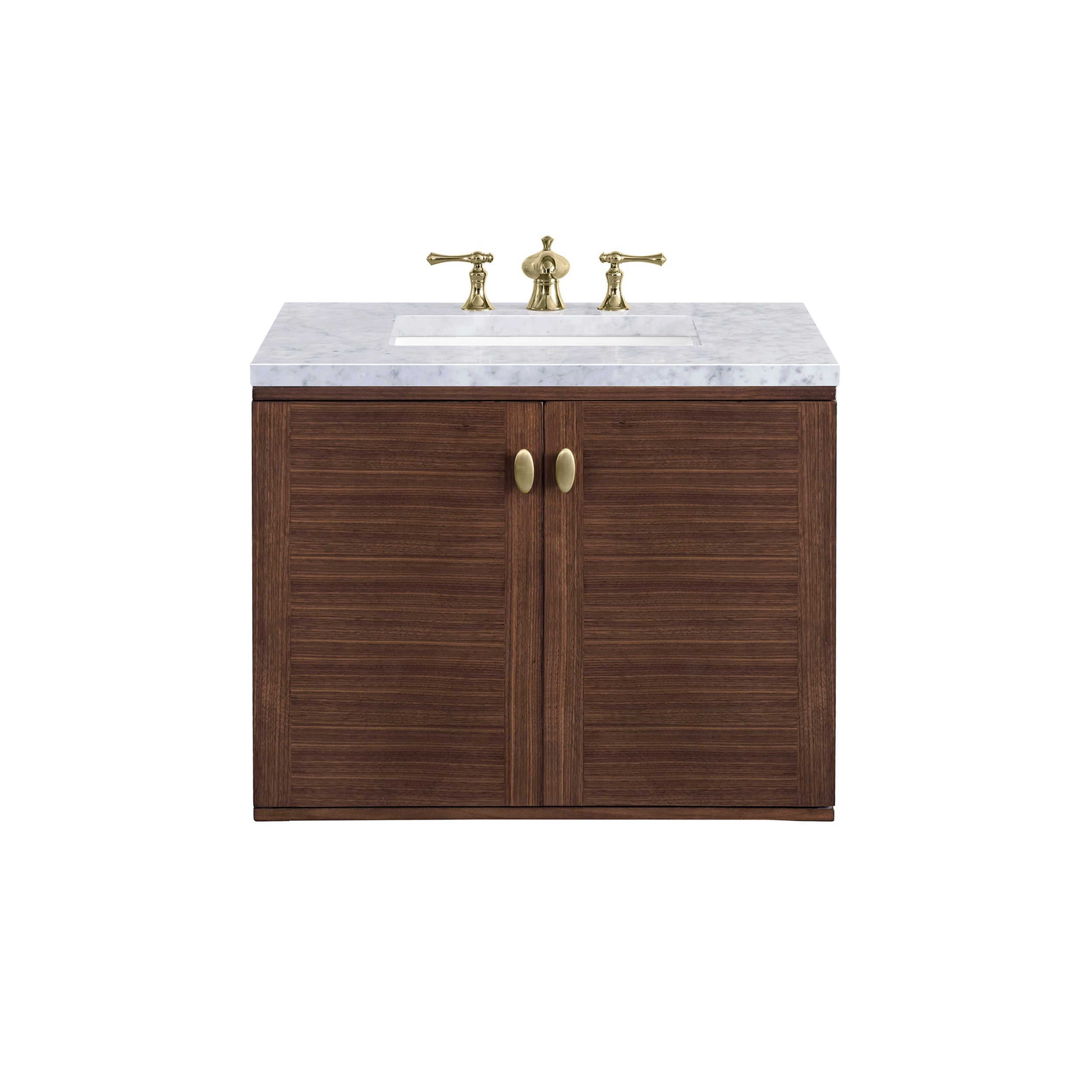 Mid-Century Walnut / Carrara White - 3 Faucet Holes