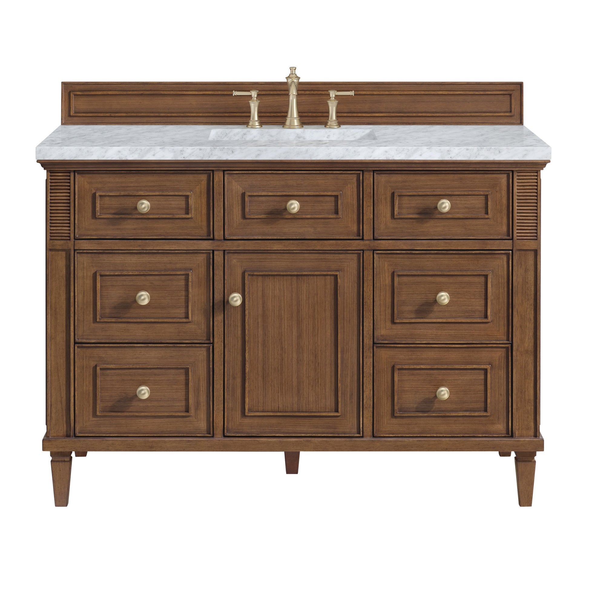 Mid-Century Walnut / Carrara White - 3 Faucet Holes