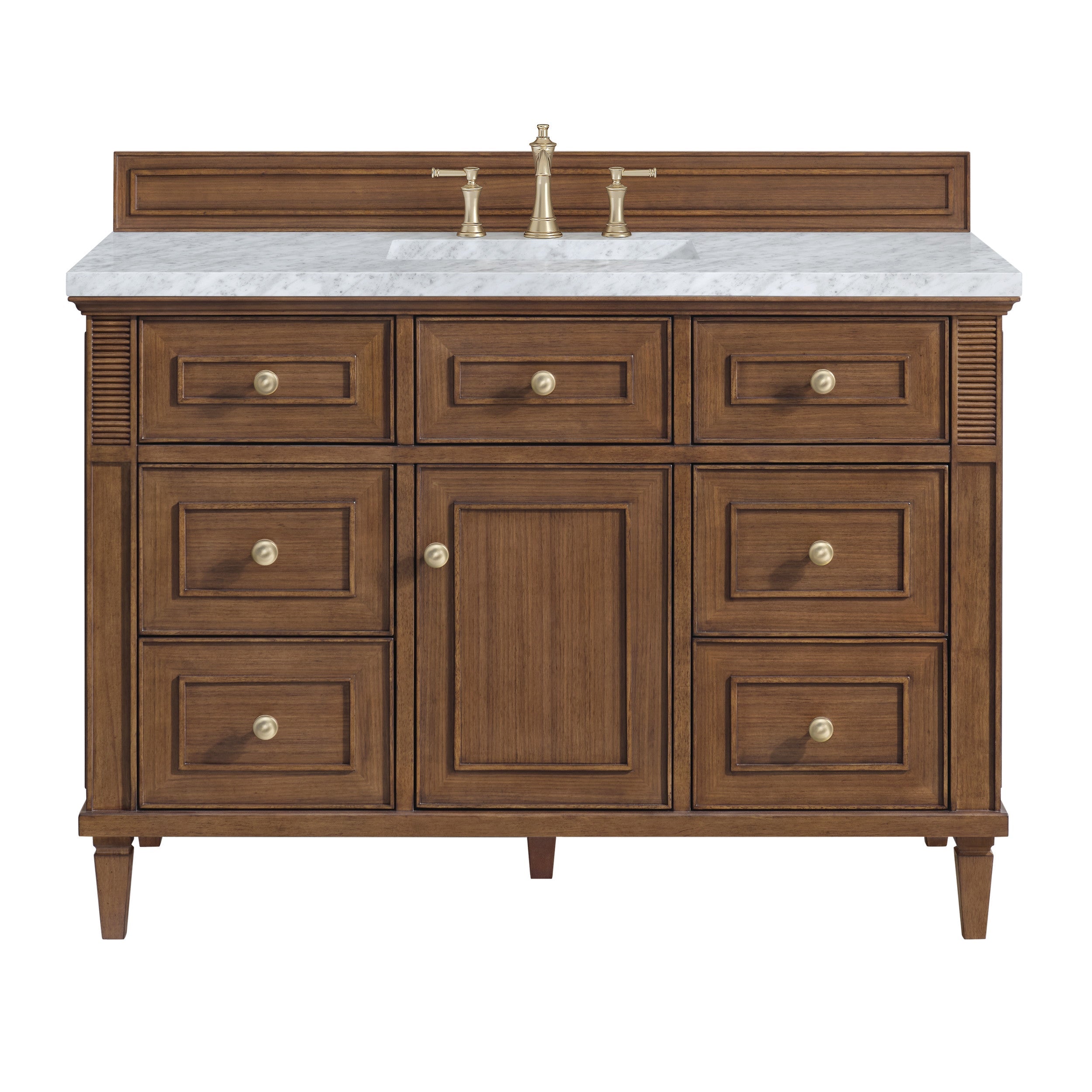 Mid-Century Walnut / Carrara White - 3 Faucet Holes