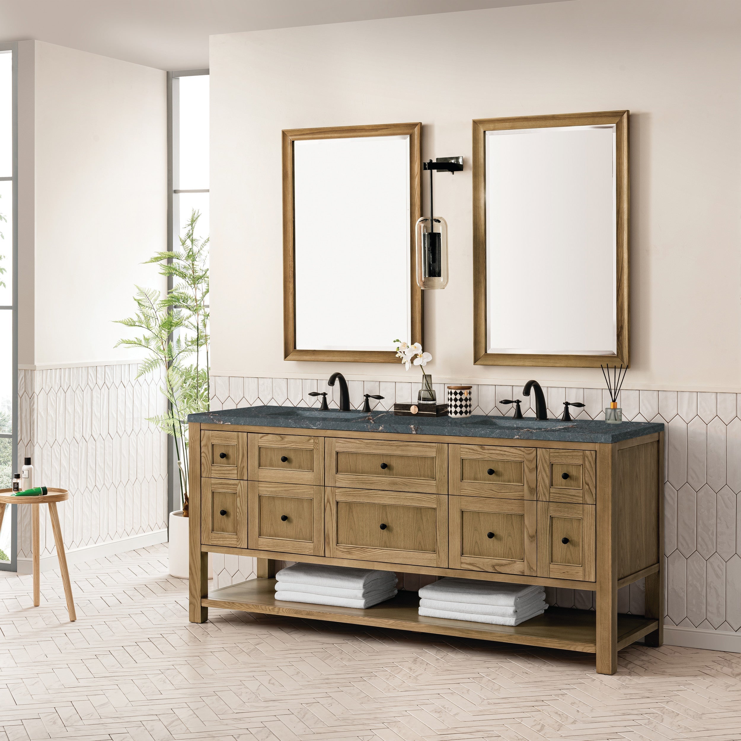Light Natural Oak / Parisien Bleu - 3 Faucet Holes