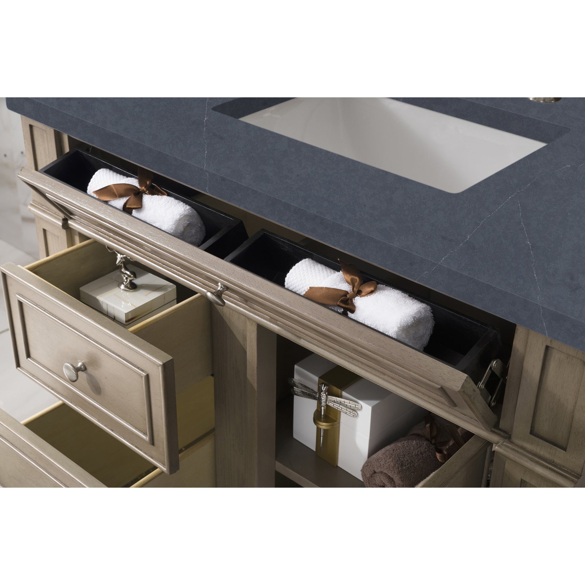 Whitewashed Walnut / Charcoal Soapstone - 3 Faucet Holes