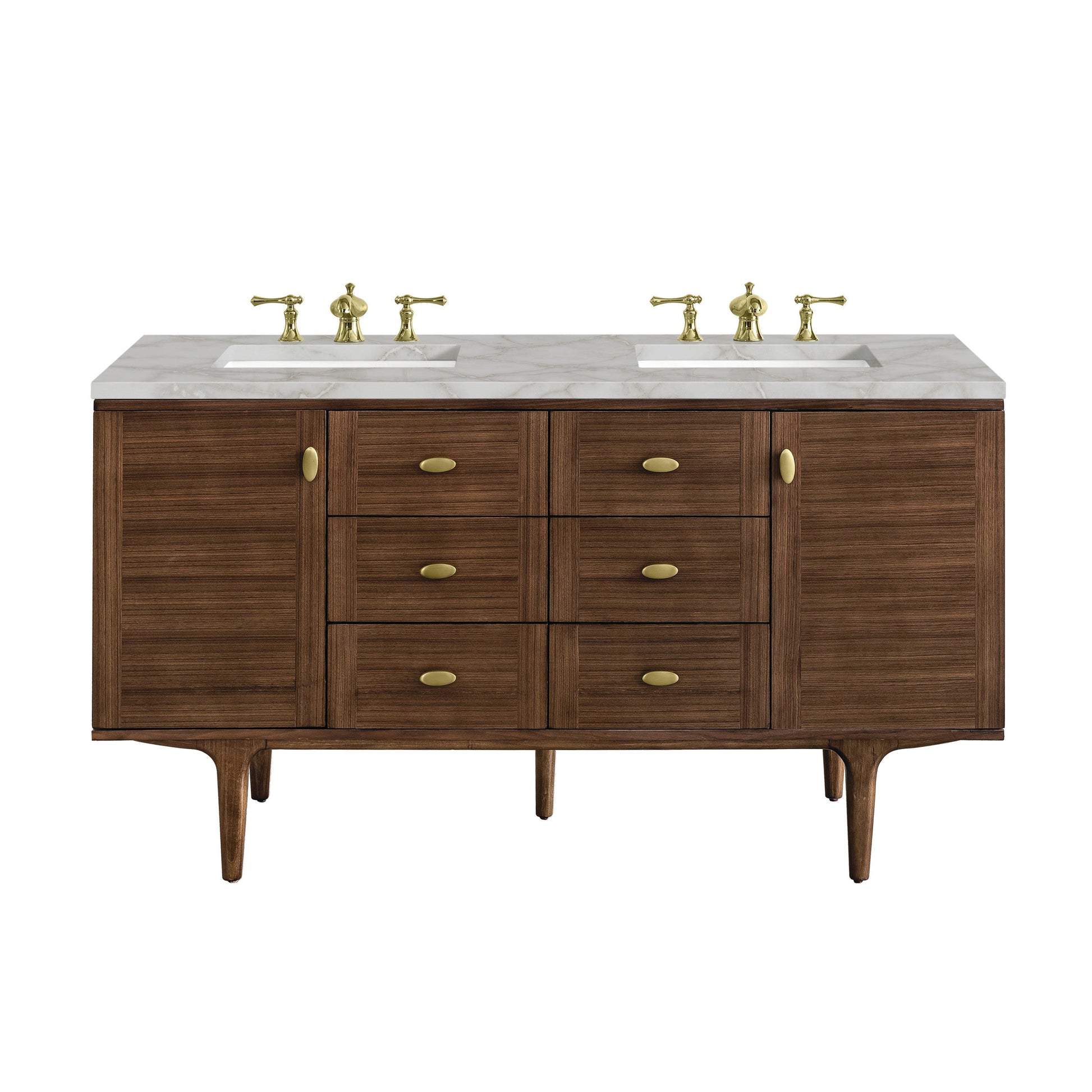 Mid-Century Walnut / Victorian Silver - 3 Faucet Holes
