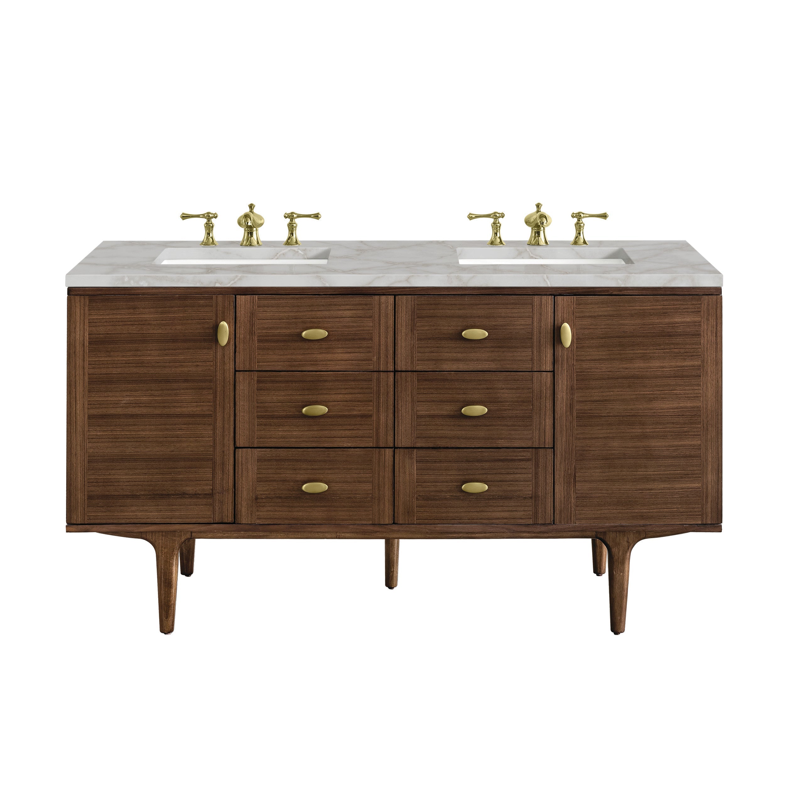 Mid-Century Walnut / Victorian Silver - 3 Faucet Holes