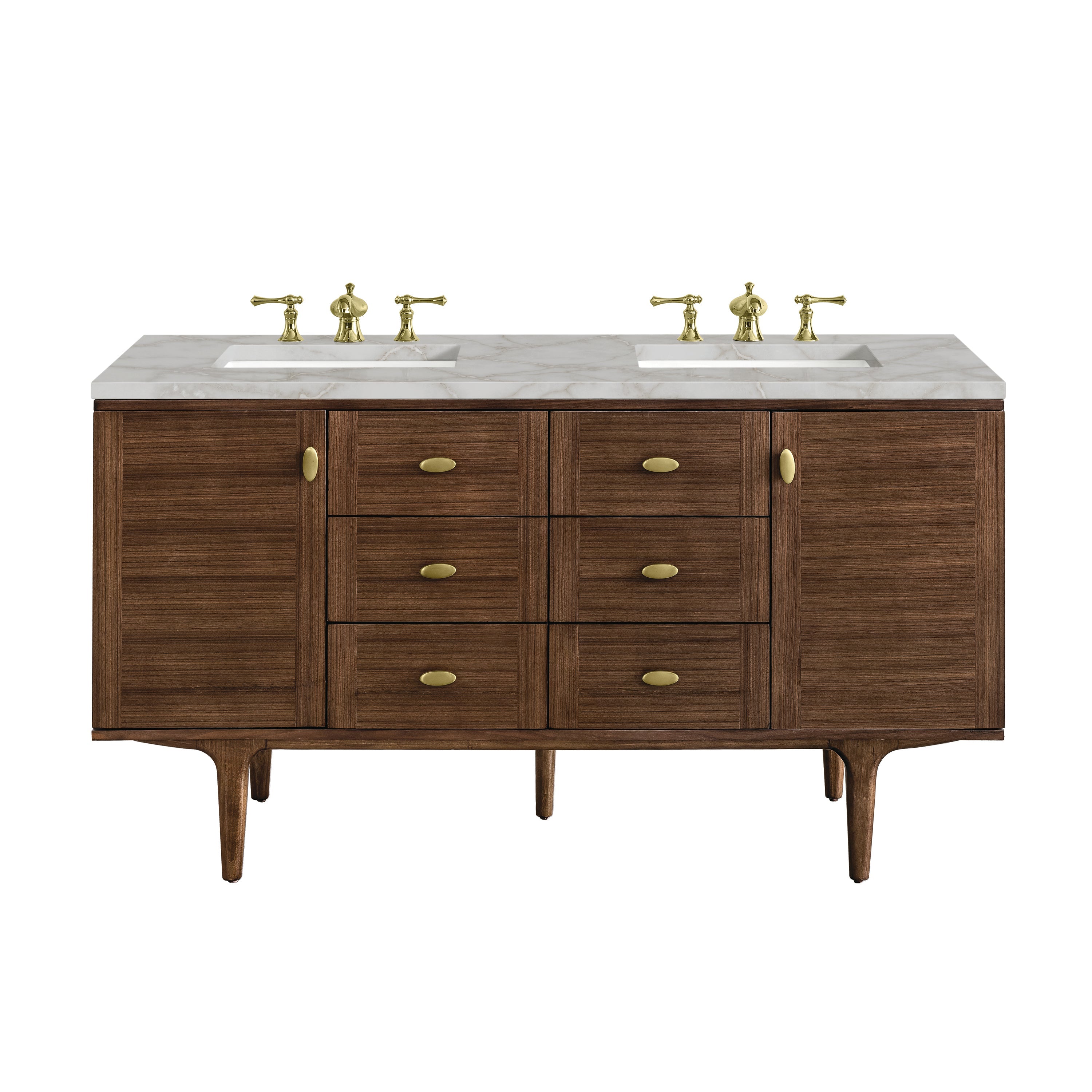 Mid-Century Walnut / Victorian Silver - 3 Faucet Holes