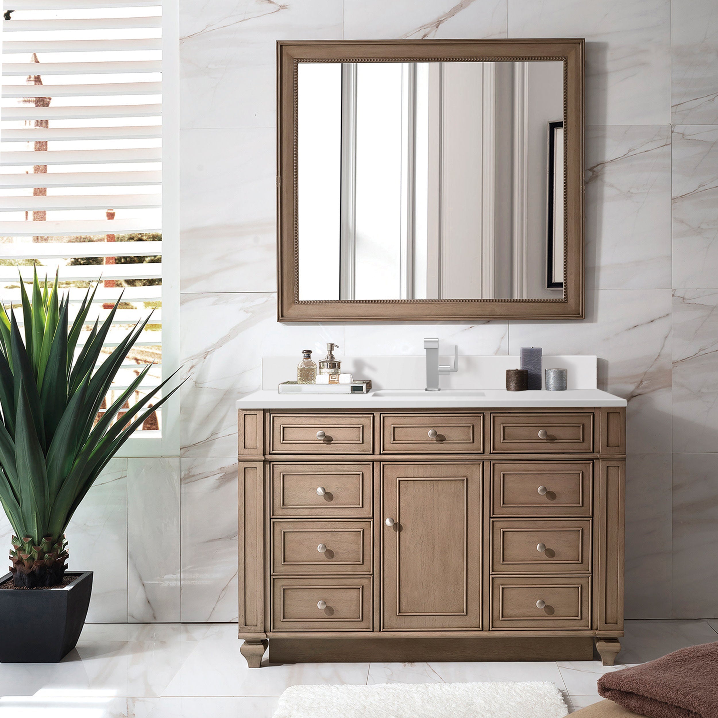 Whitewashed Walnut / White Zeus - 1 Faucet Hole