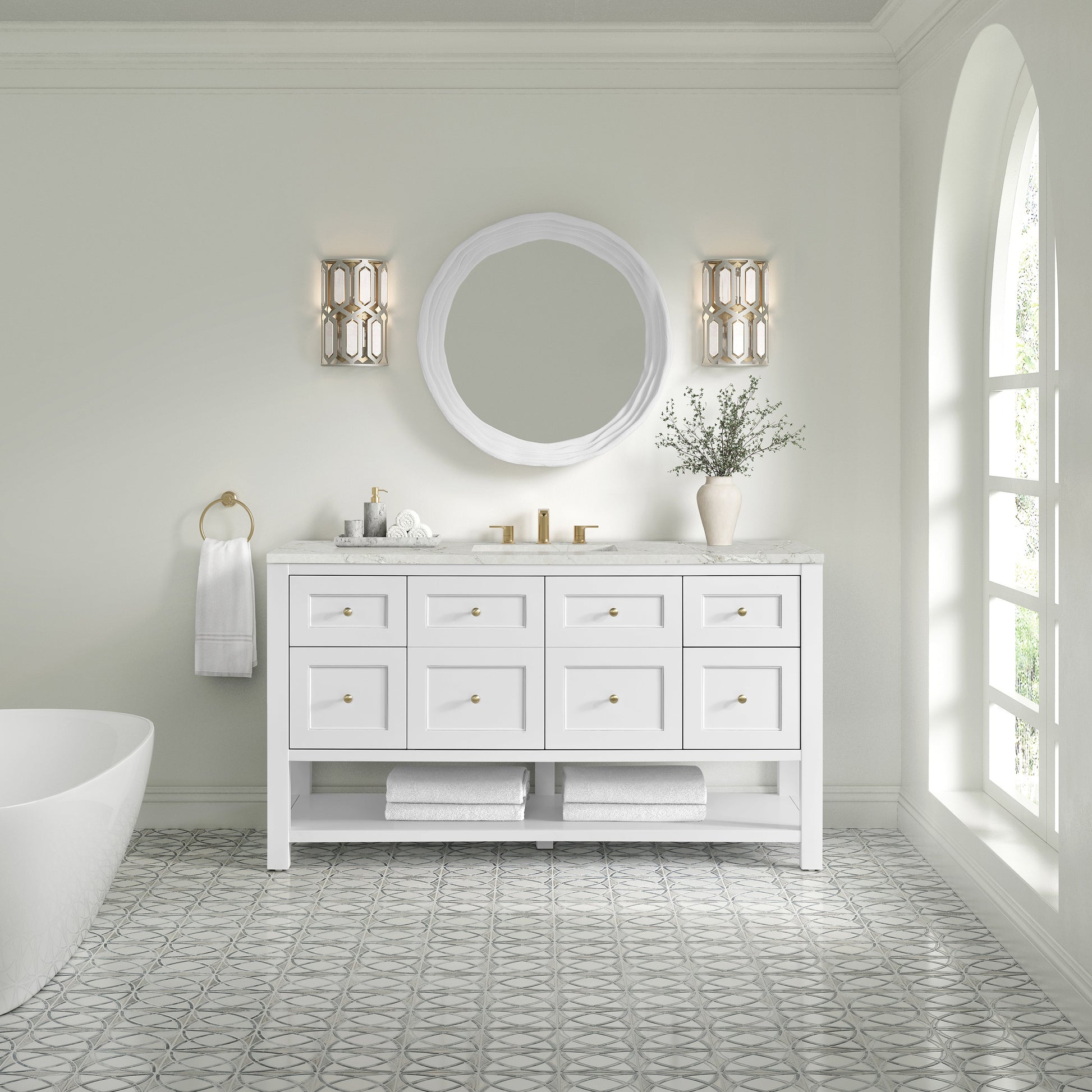 Bright White / Victorian Silver - 3 Faucet Holes