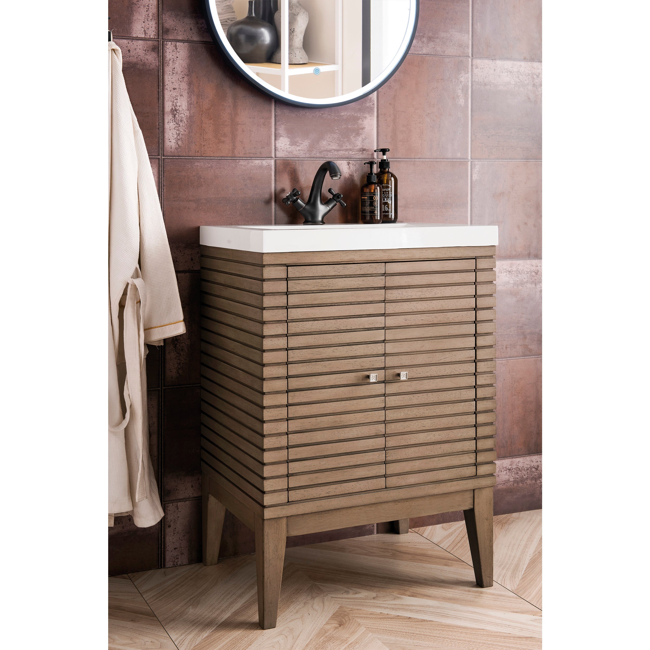 Whitewashed Walnut / White Glossy - 1 Faucet Hole