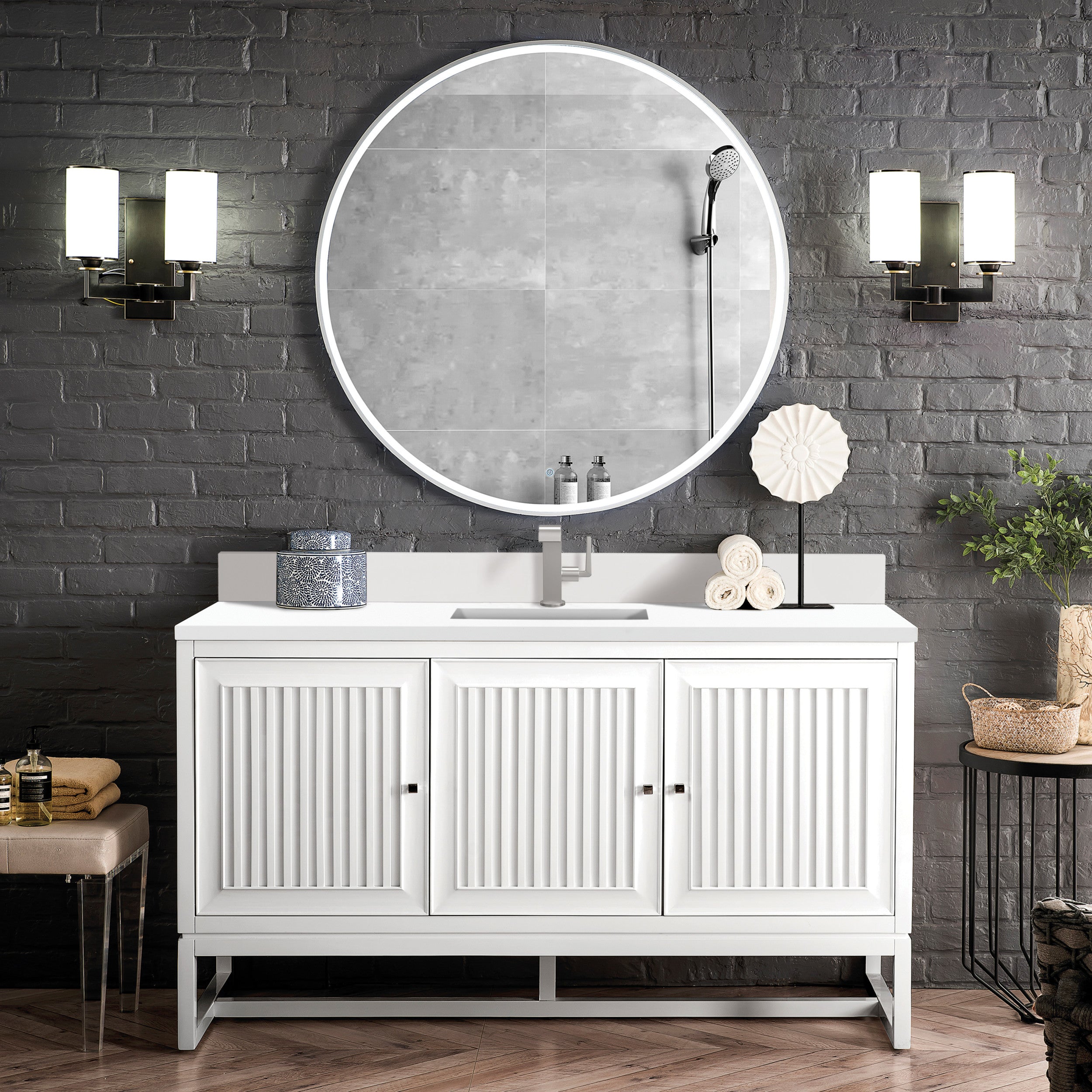 Glossy White / White Zeus - 1 Faucet Hole