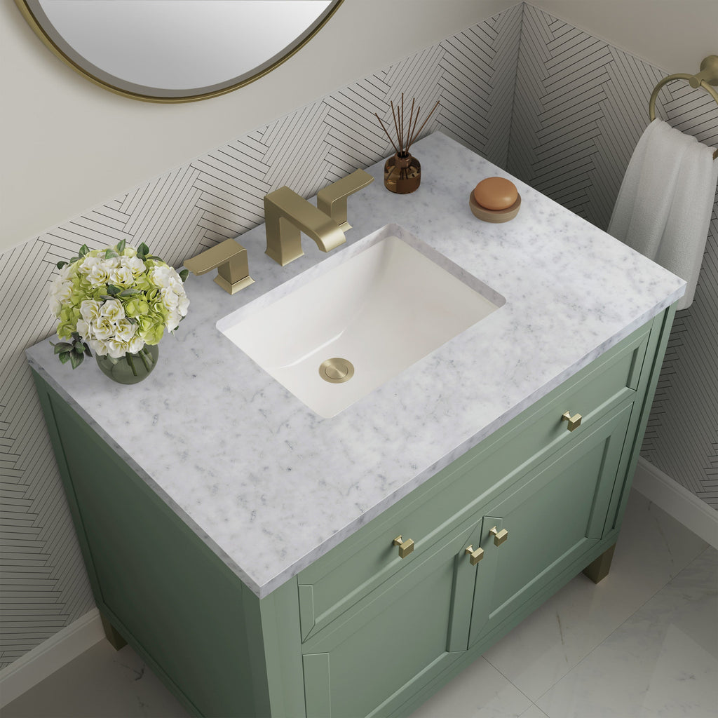 Smokey Celadon / Carrara White - 3 Faucet Holes