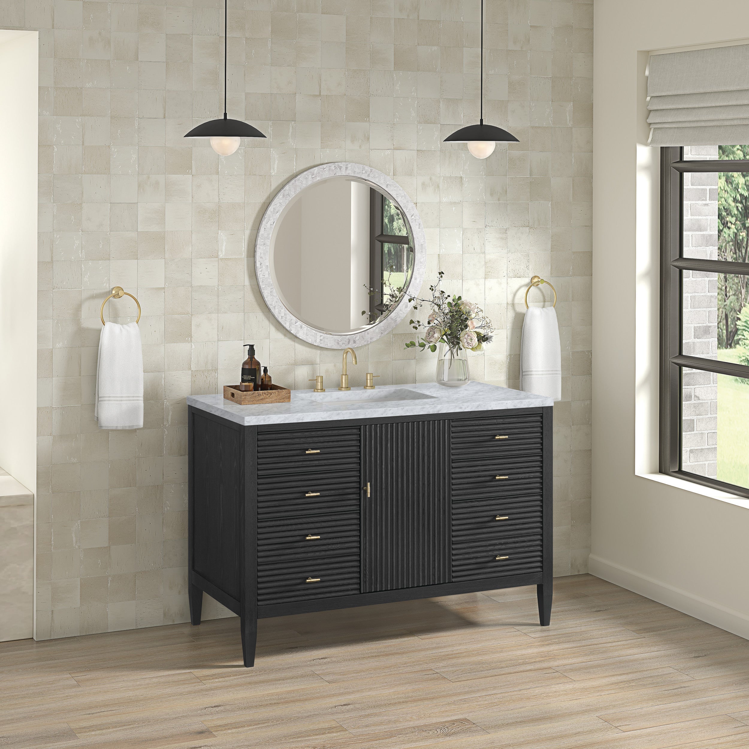 Carbon Oak / Carrara White - 3 Faucet Holes