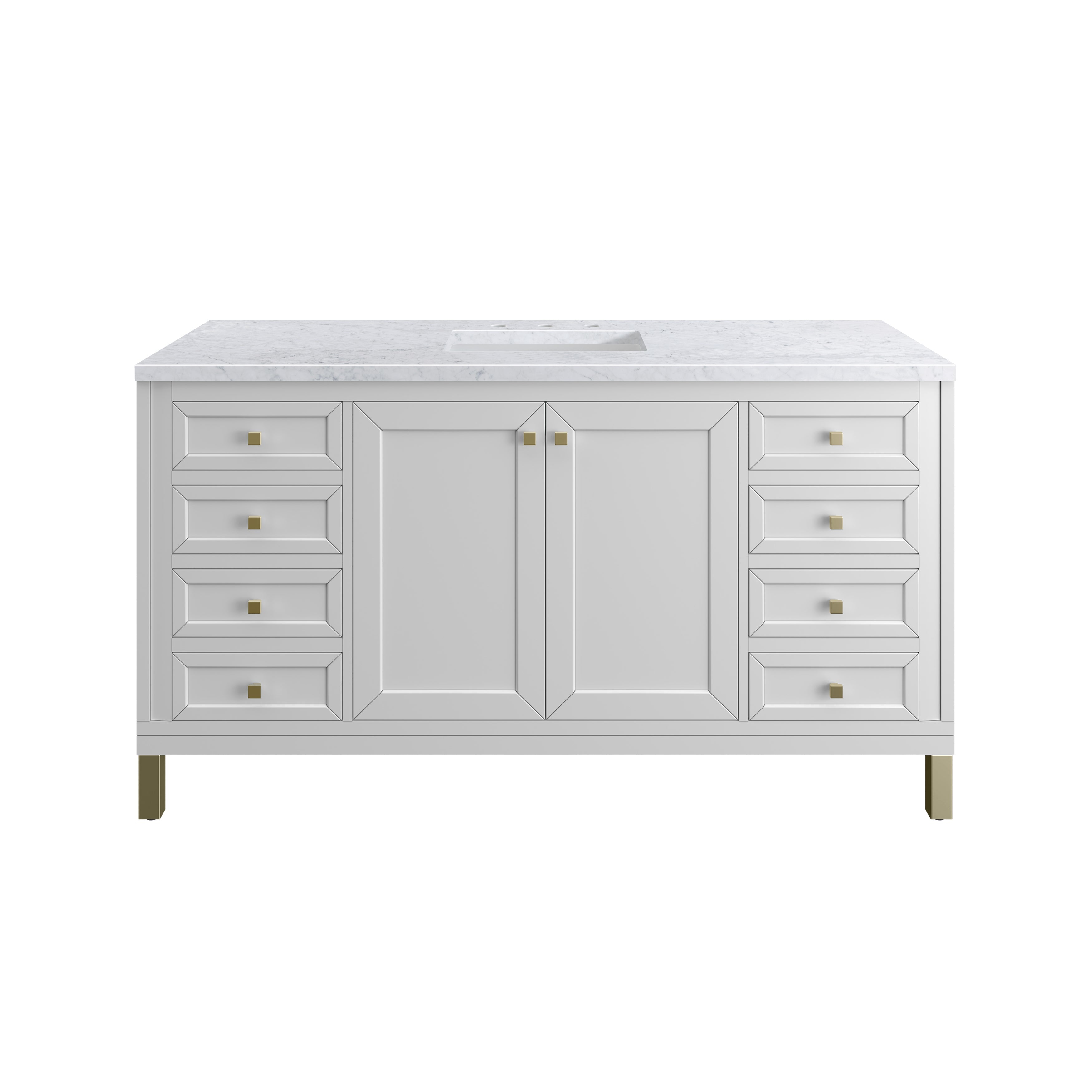 Glossy White / Carrara White - 3 Faucet Holes
