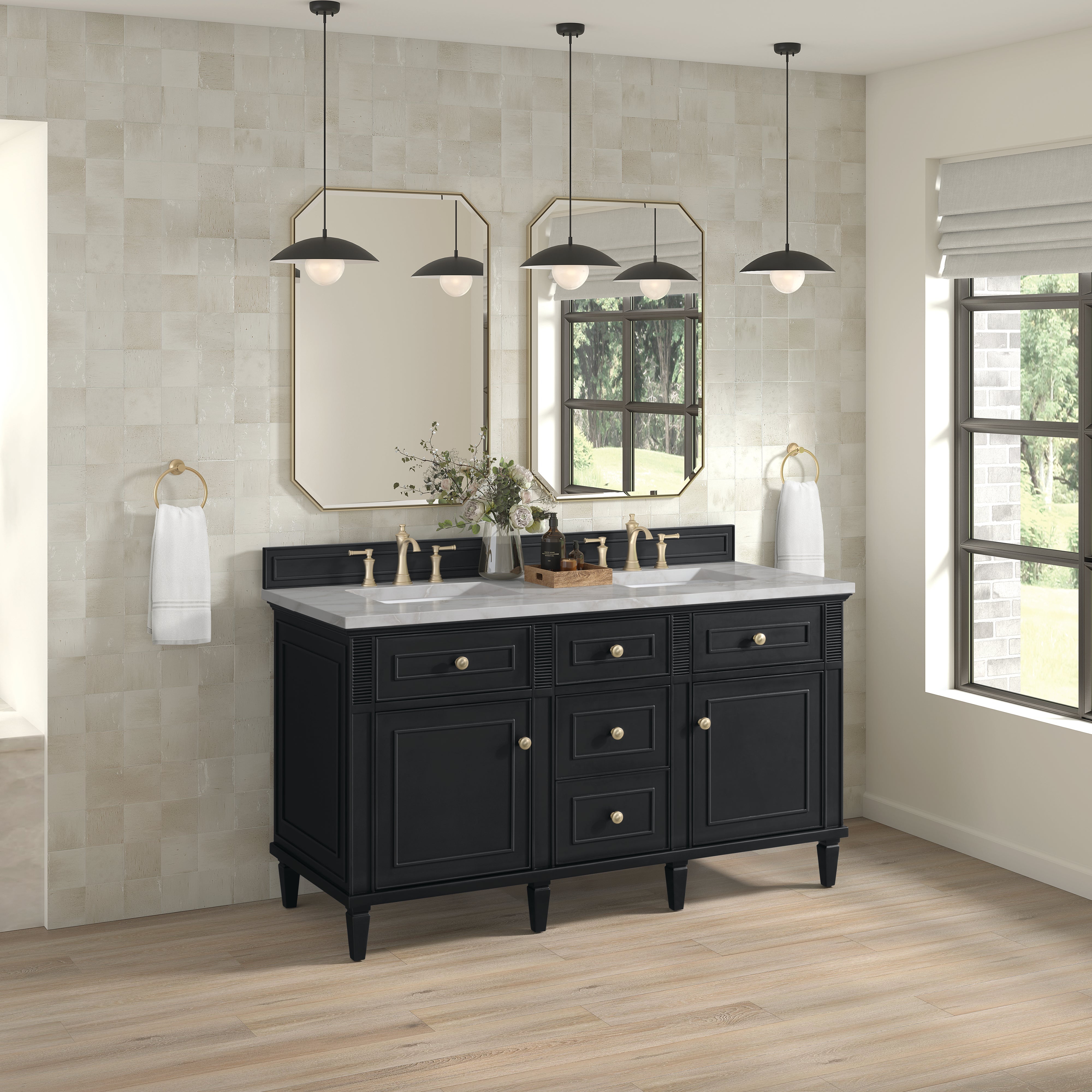 Black Onyx / Victorian Silver - 3 Faucet Holes